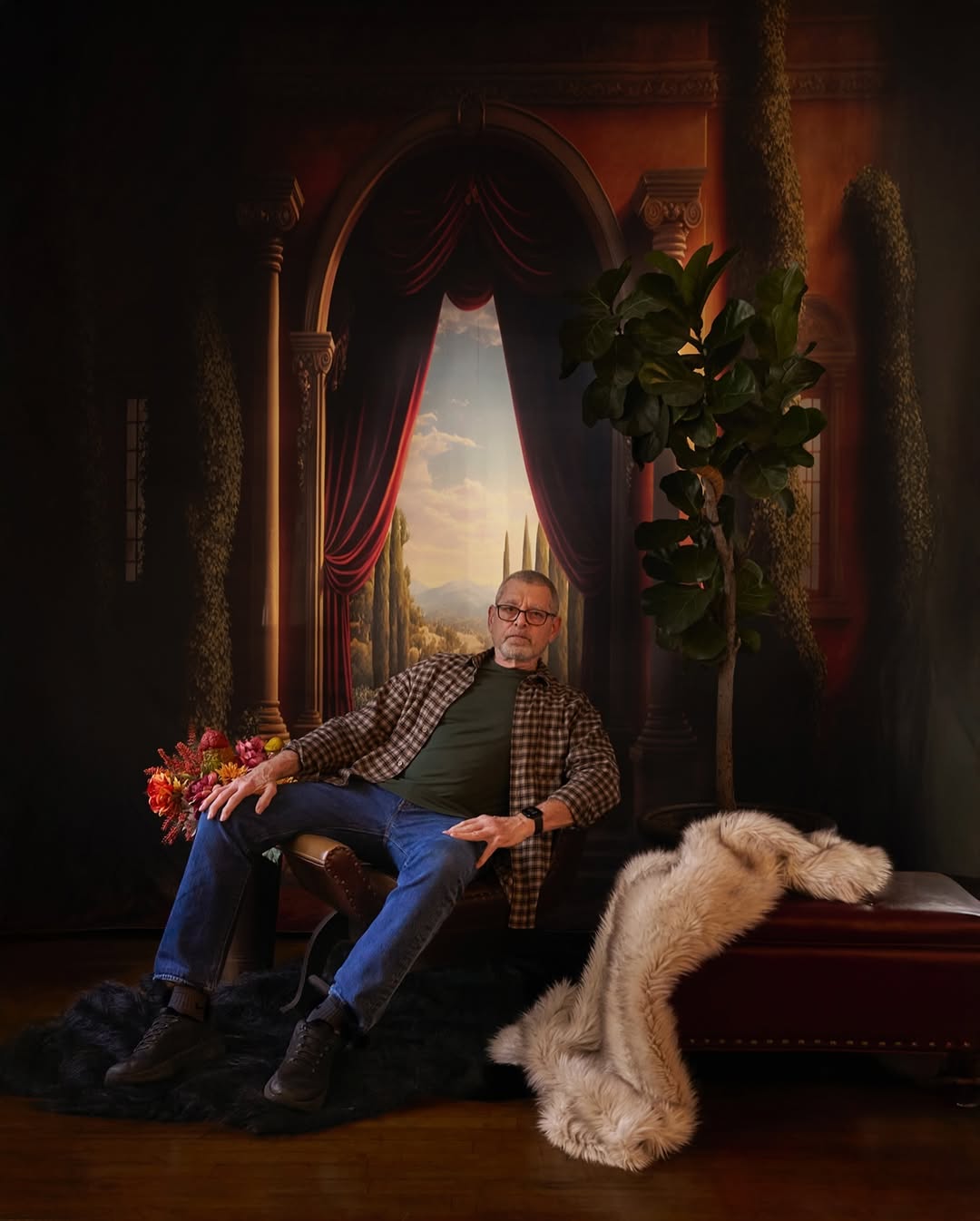 Arch Door Outside Scenery Room Backdrop UK M5-35