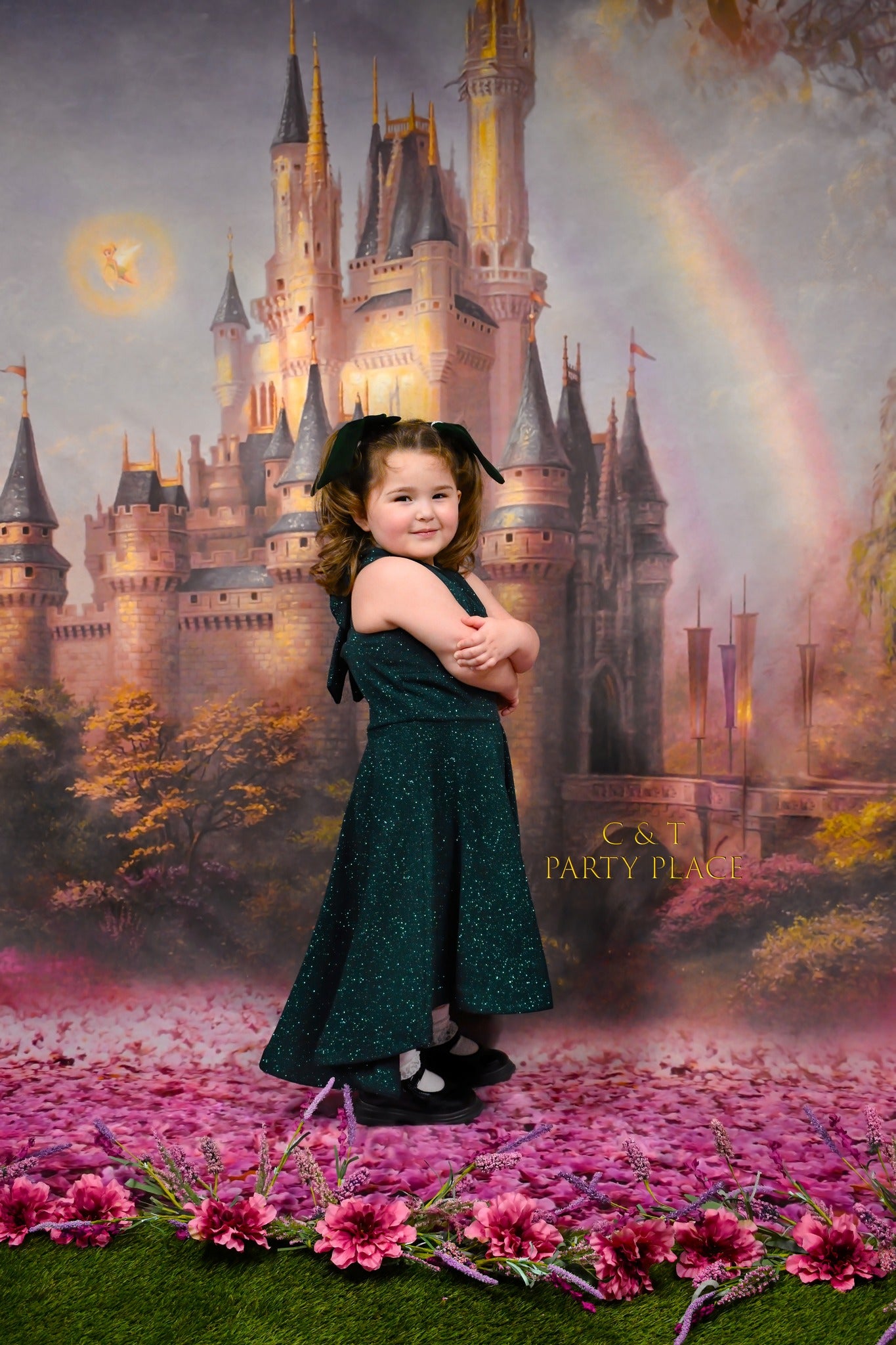 Fantastic Castle Pink Flower Backdrop UK for Photography S-2711
