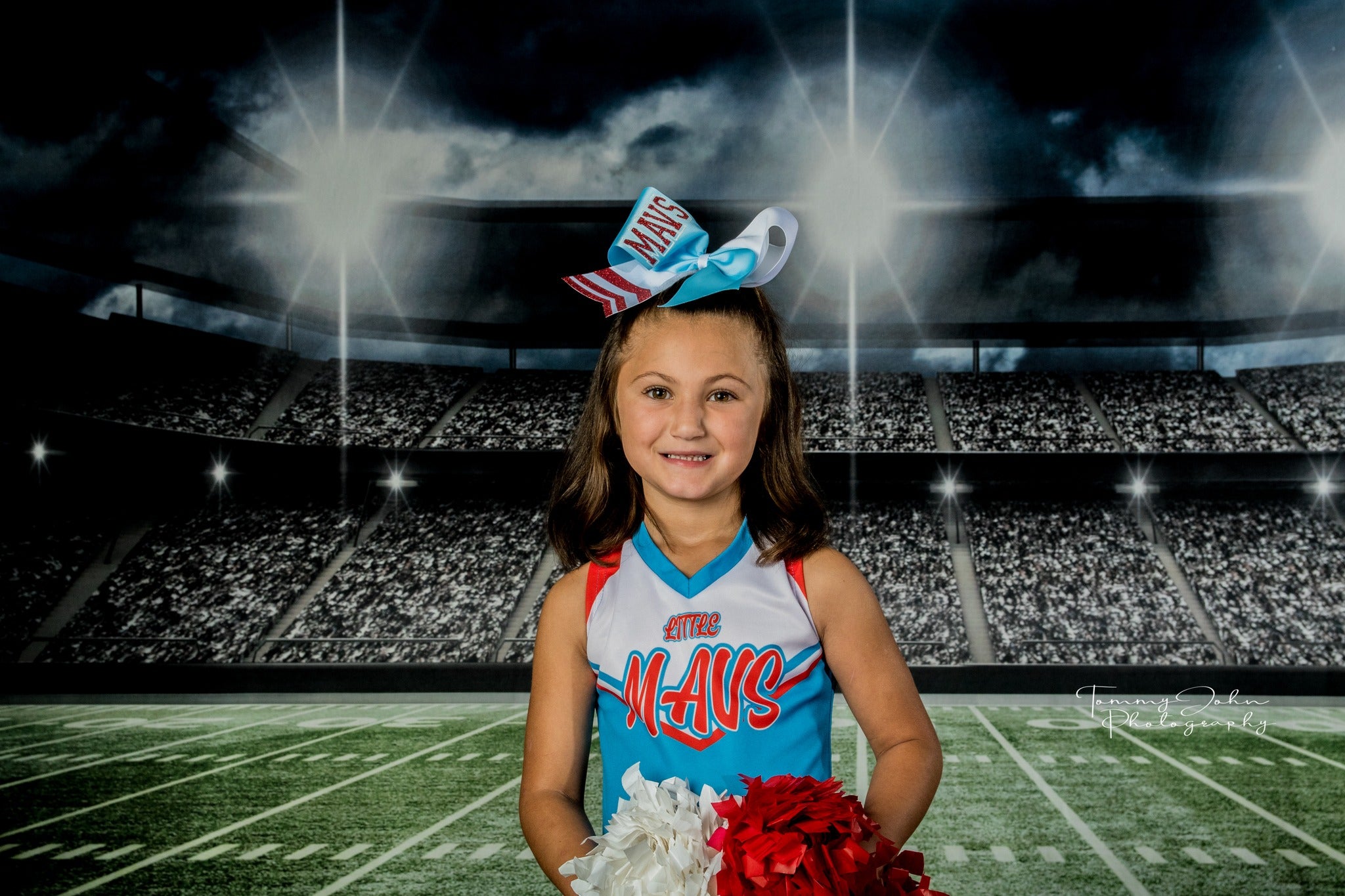 Football Field Backdrop UK Stadium Lights Green Lawn Background G-305