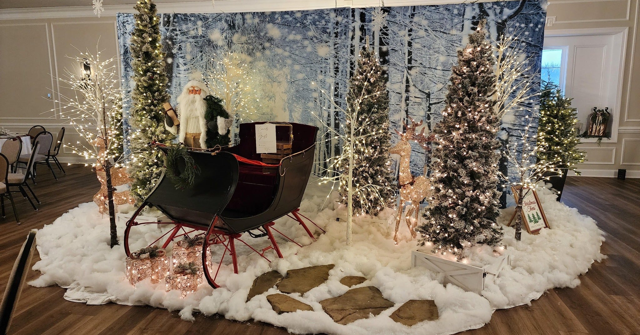 Beautiful White Forest Snow Scene Christmas backdrop UK GX-1070