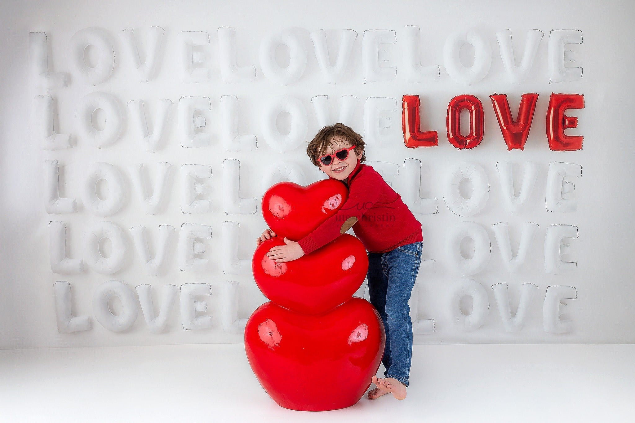 Valentine Backdrop White Red Love Letters Backdrop Valentine's Day Backdrop UK MRR9-53