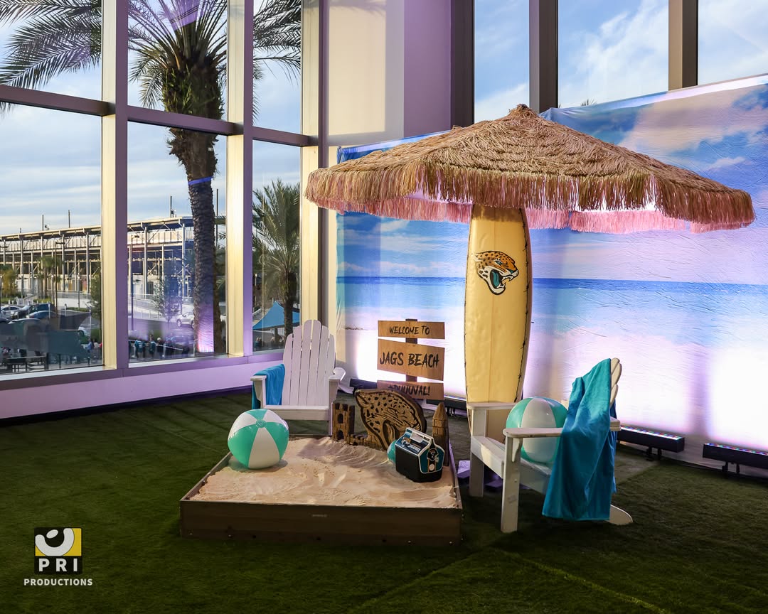 Ocean Beach Blue Sky Backdrop UK for Holiday Party G-512