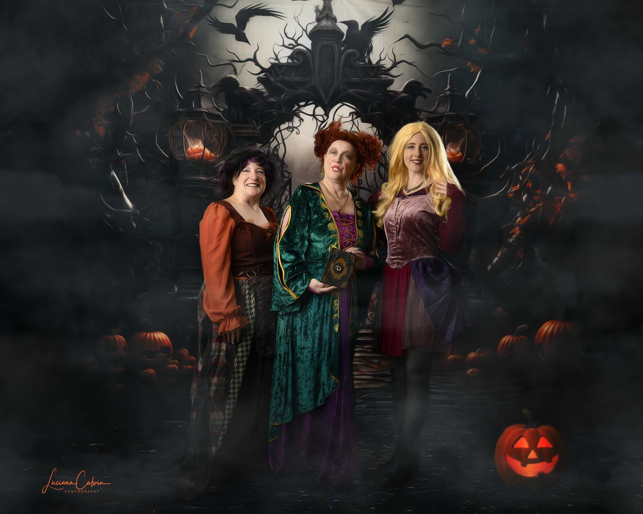 Halloween Cemetery Gate Pumpkins Backdrop UK RR7-107