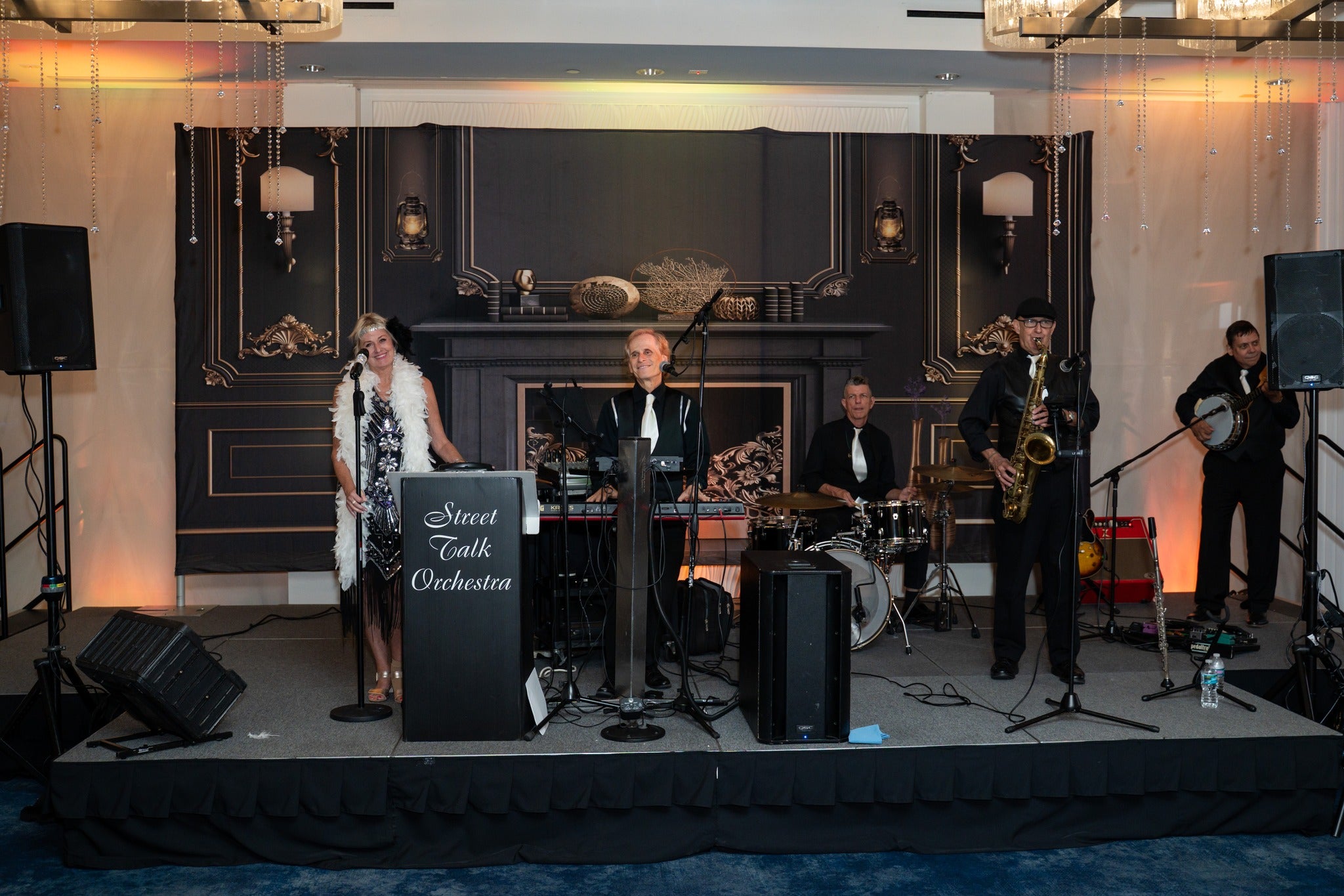 Black Fireplace Vintage Chic Wall Backdrop UK M-73