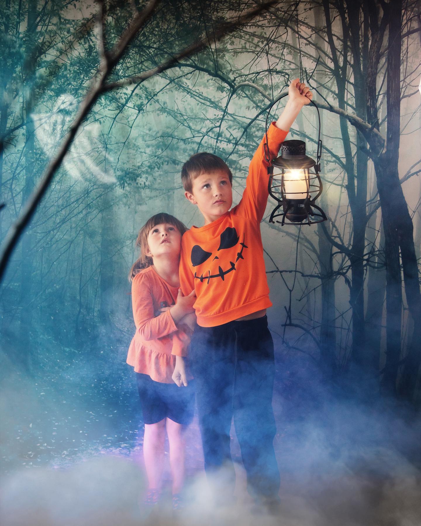 Mysterious Forest Foggy Path Halloween Backdrop UK M8-09