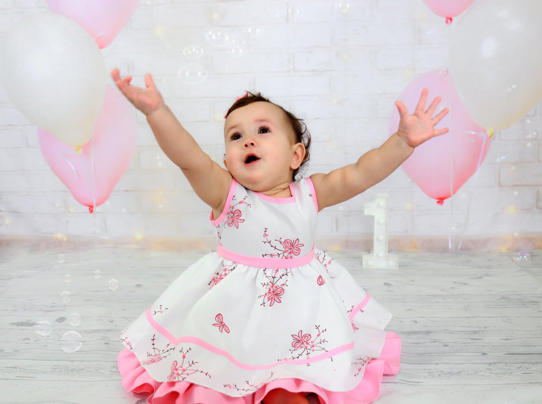 White Brick Wall Lights Balloons Photo Studio backdrop uk GC-62