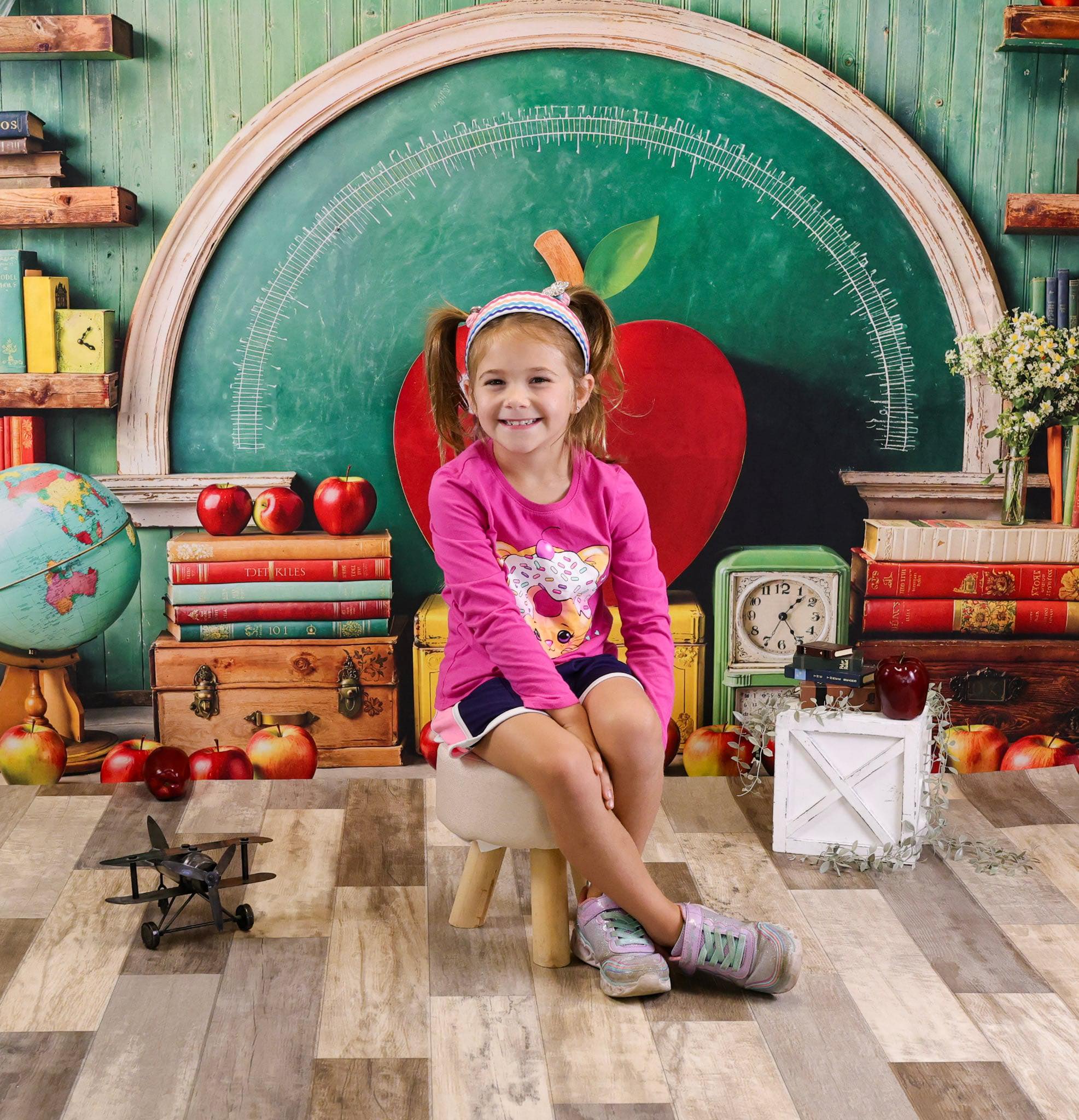 School Photo Backdrop Giant Red Apple Classroom Back To School Backdrop UK MRR9-76