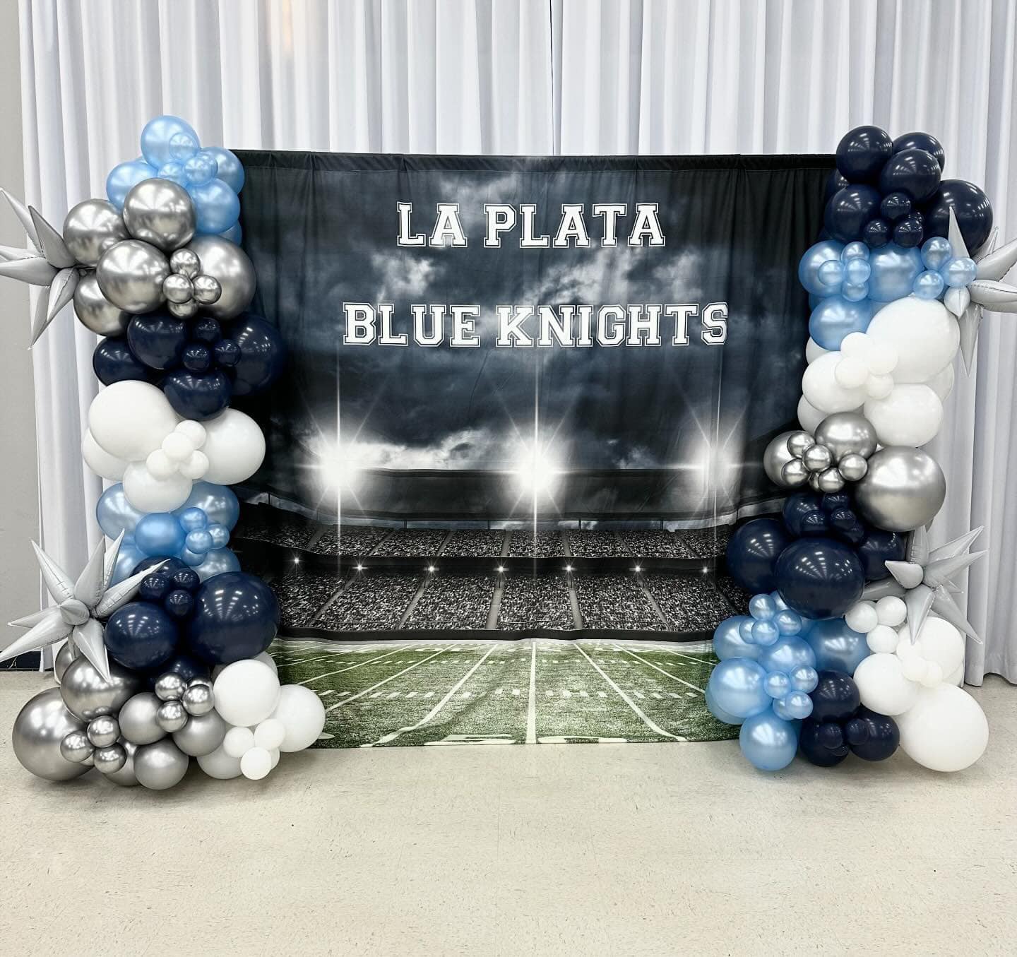 Football Field Backdrop UK Stadium Lights Green Lawn Background G-305