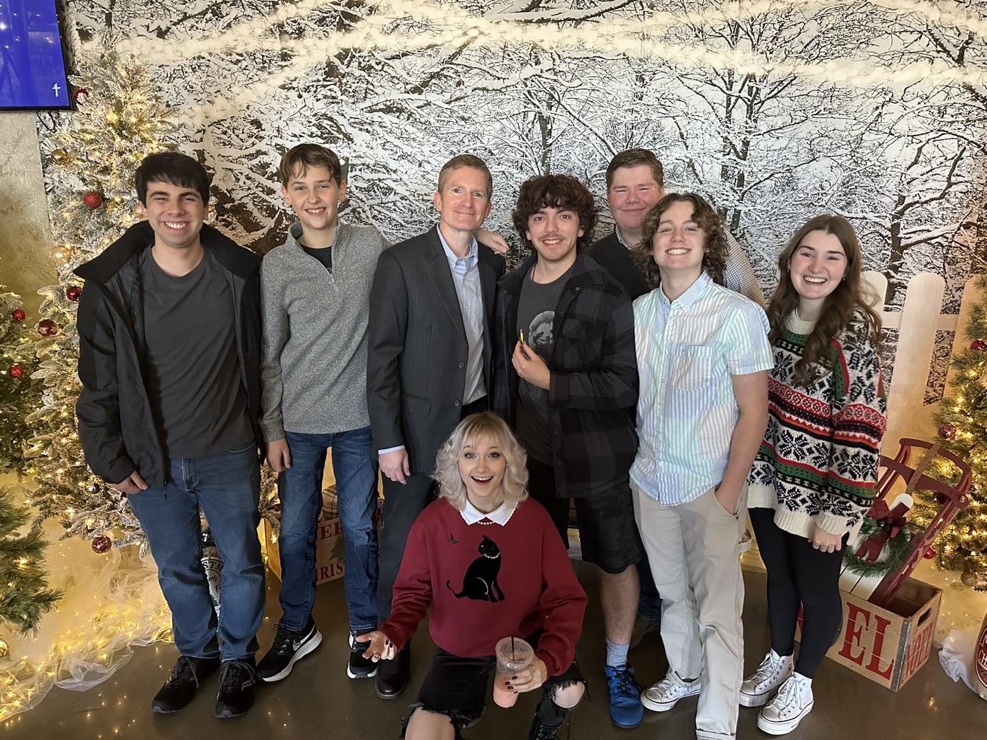 Frozen Forest Light Strings Christmas Backdrop D990