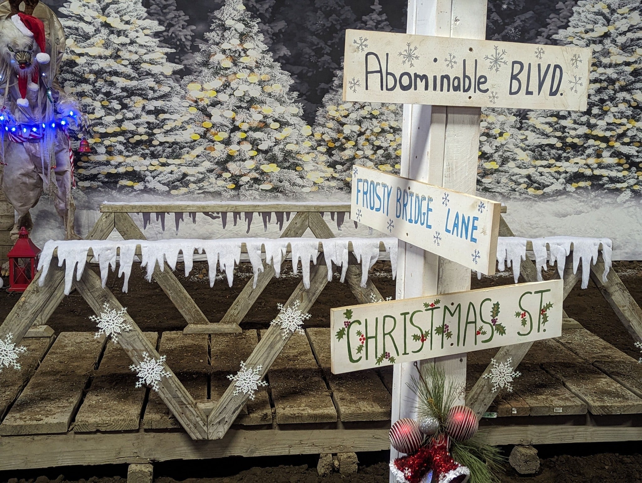 Christmas Night Forest Snow Photography Backdrop D893