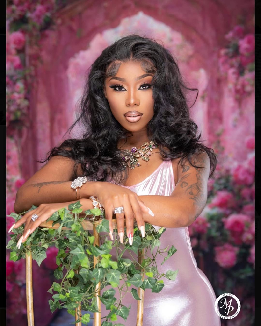 Pink Flower Corridor Painted Photography Backdrop UK M-26