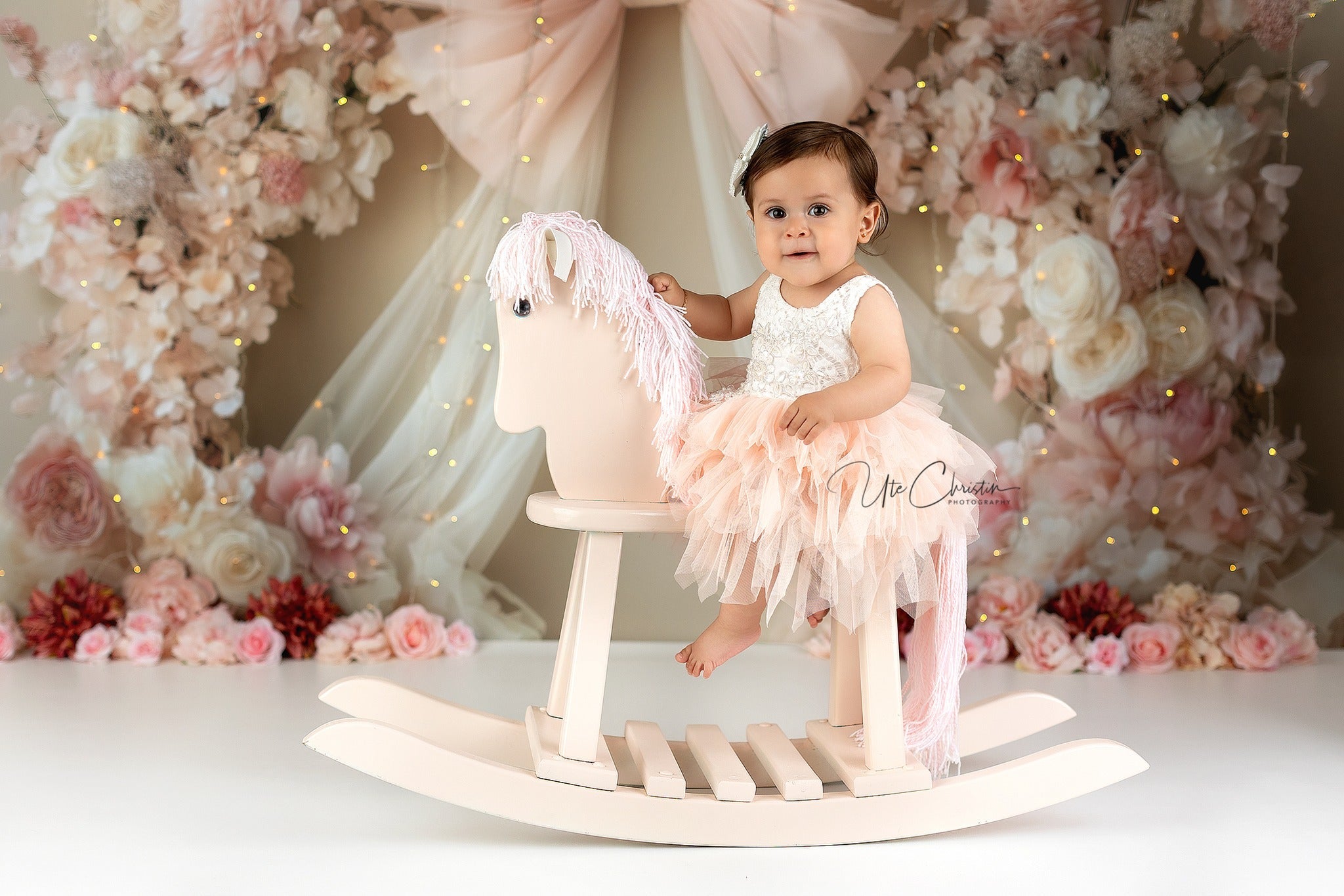 Newborn Photoshoot Backdrop Blush Bow Floral Drapery Arrangement Kids Backdrop UK MRR9-45