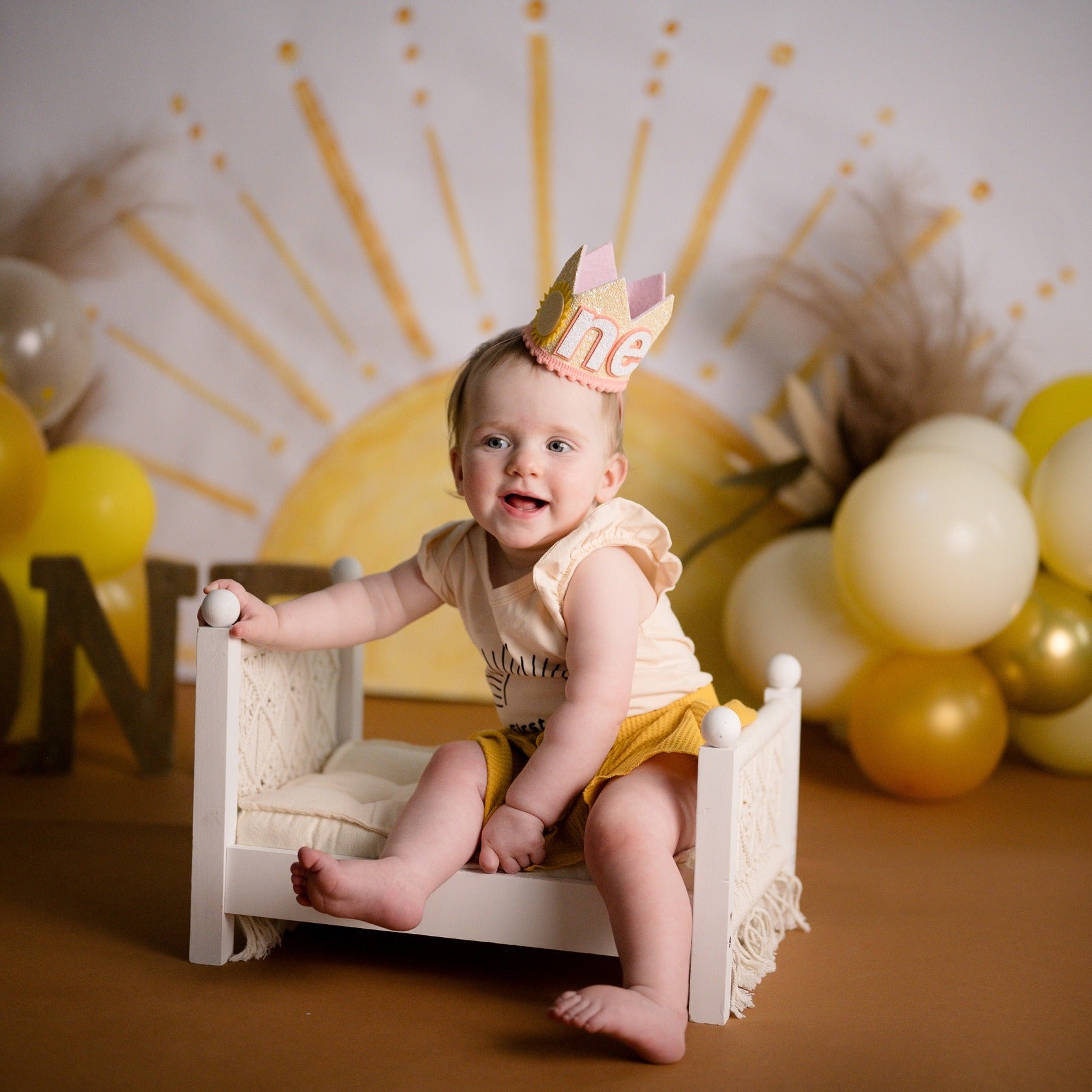 Children Backdrops Minimalist Yellow Sun Rays Kids Photo Backdrop UK MRR9-75