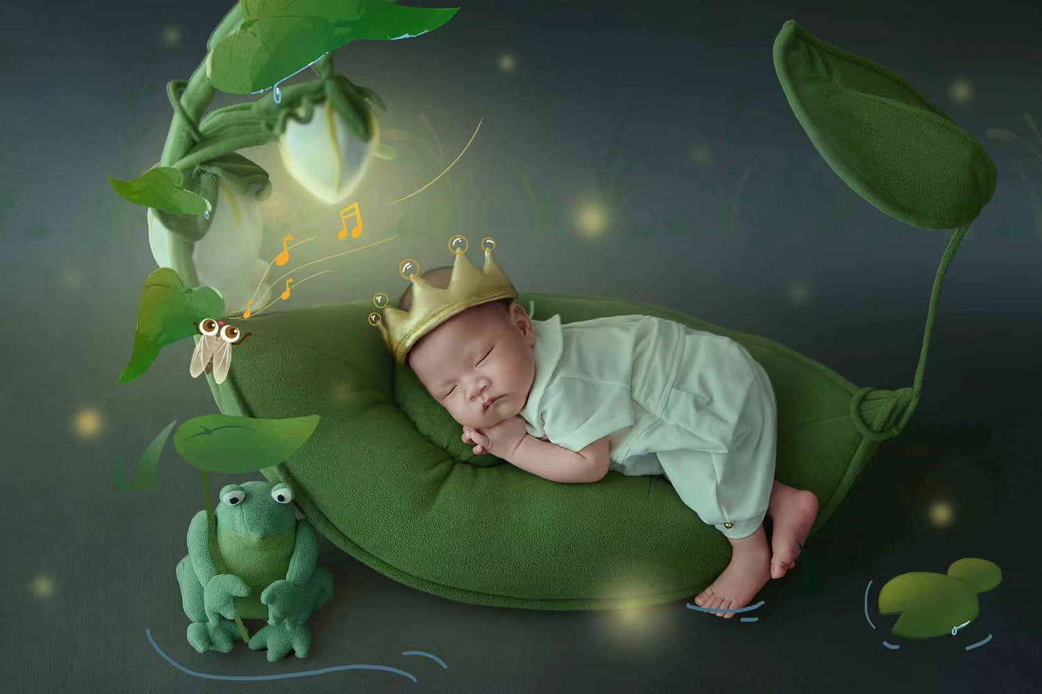 Newborn baby photography props frog little prince theme clothes & pillow SYPJ12