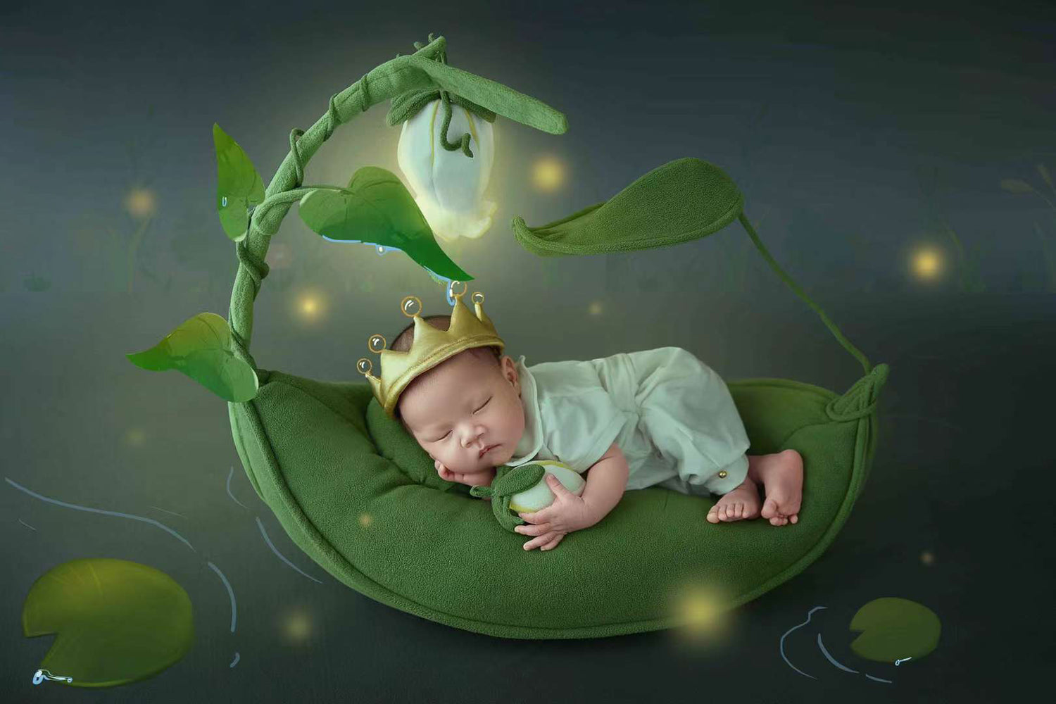 Newborn baby photography props frog little prince theme clothes & pillow SYPJ12