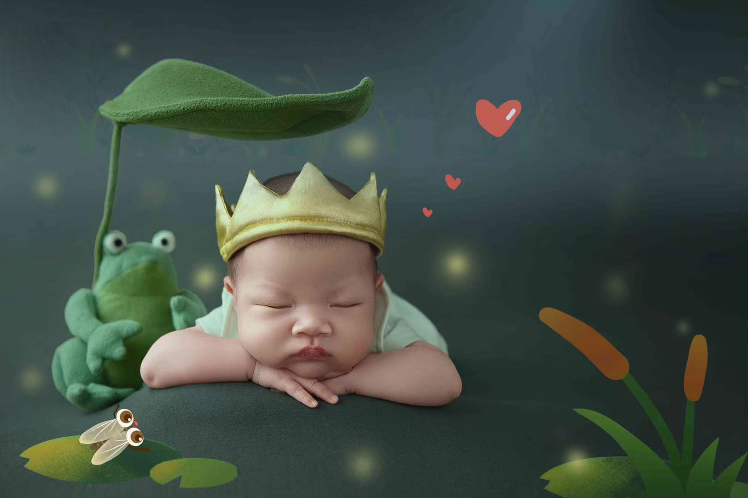 Newborn baby photography props frog little prince theme clothes & pillow SYPJ12