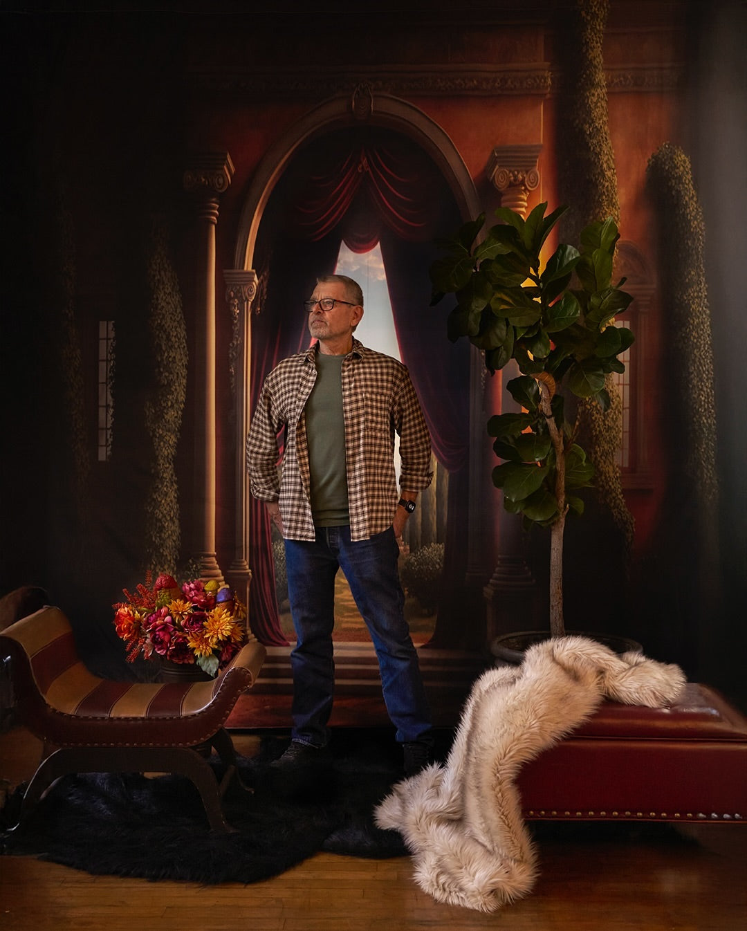 Arch Door Outside Scenery Room Backdrop UK M5-35