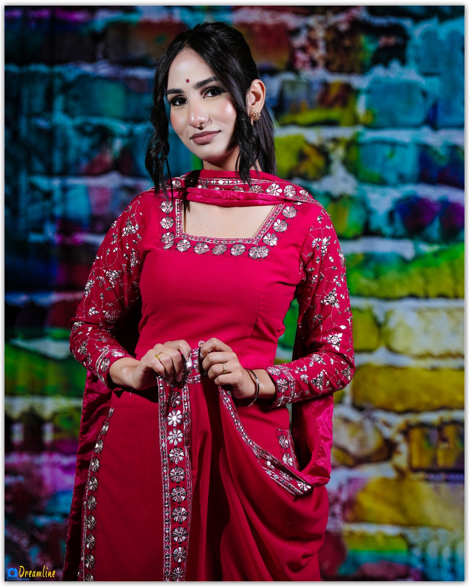 Colorful Brick Wall Backdrop Portrait Photography Backdrop UK HJ03185