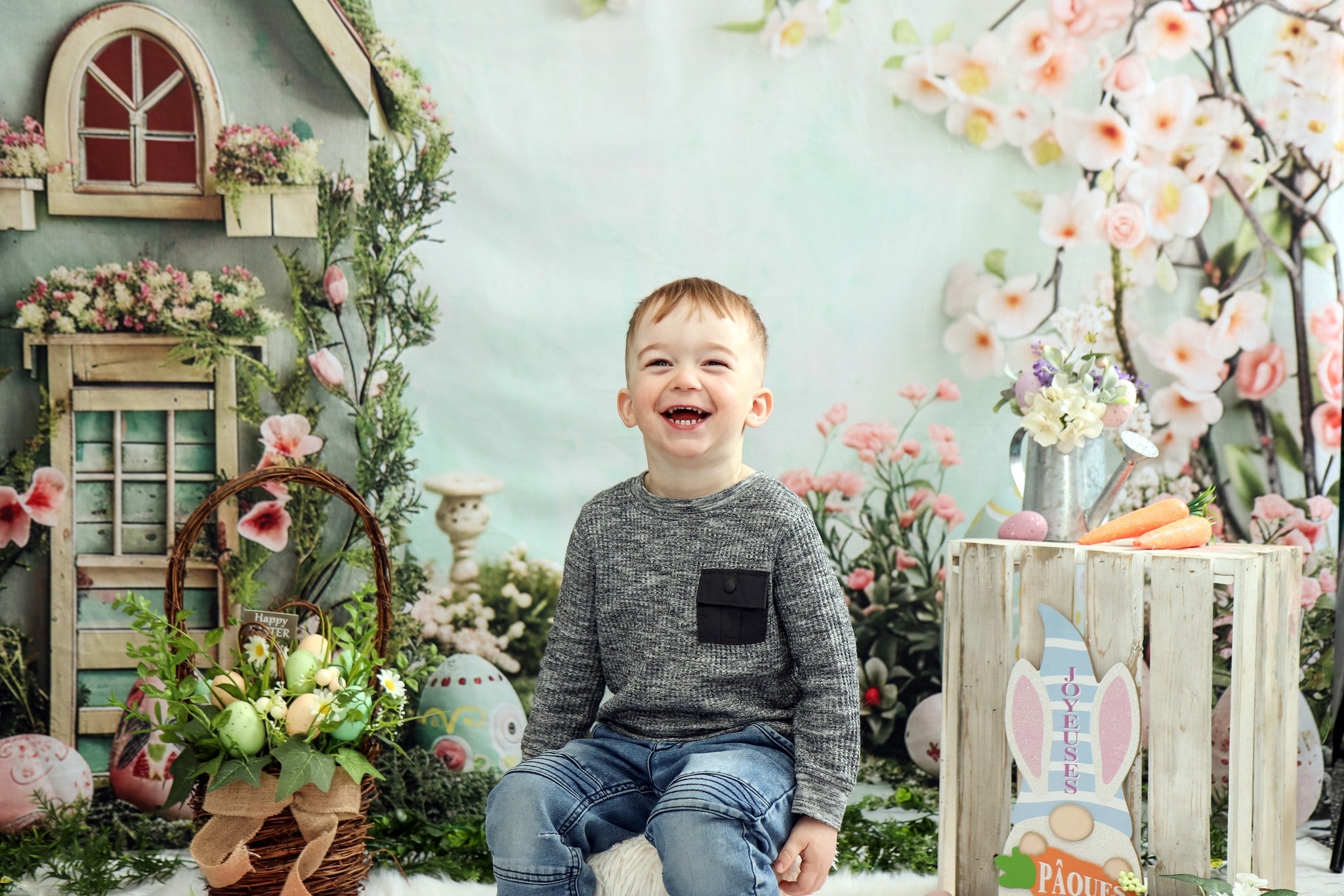 Easter Backdrops Photography Floral Cottage Egg Display Backdrop UK BRP12-401