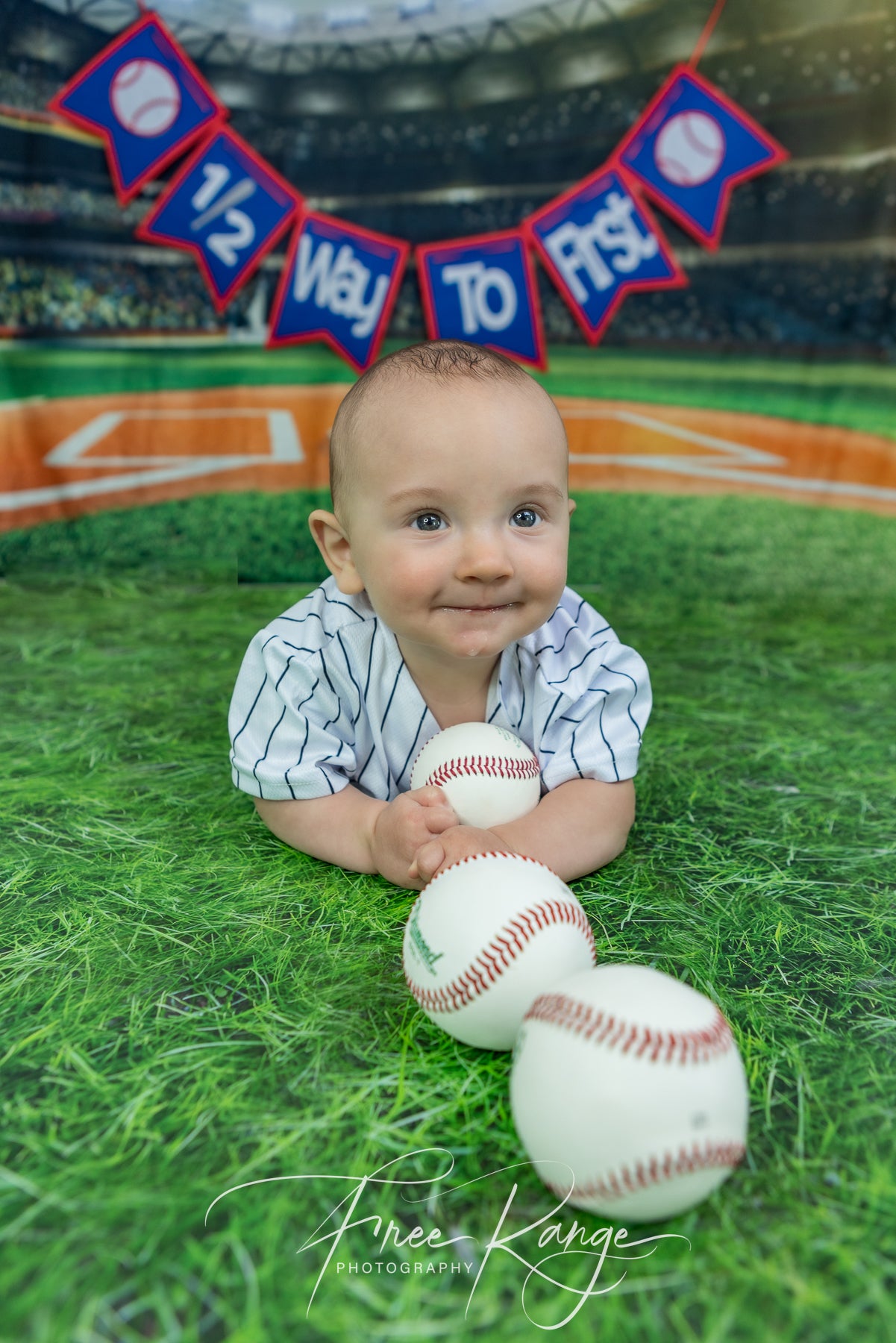 Baseball Field Green Photo Booth Backdrop UK G-311