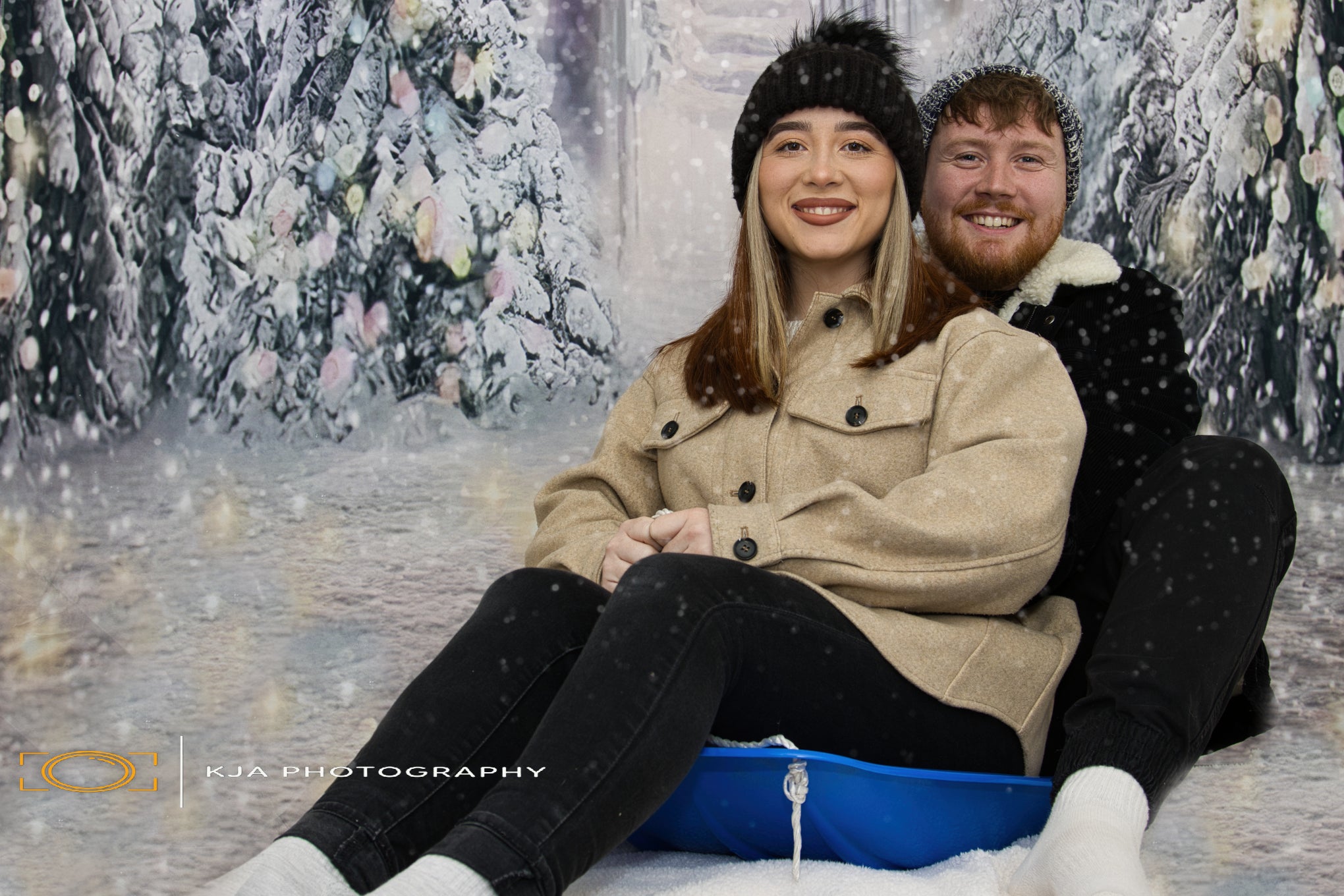 Winter Snow Christmas Tree Bokeh Photo Studio Backdrop G-1194