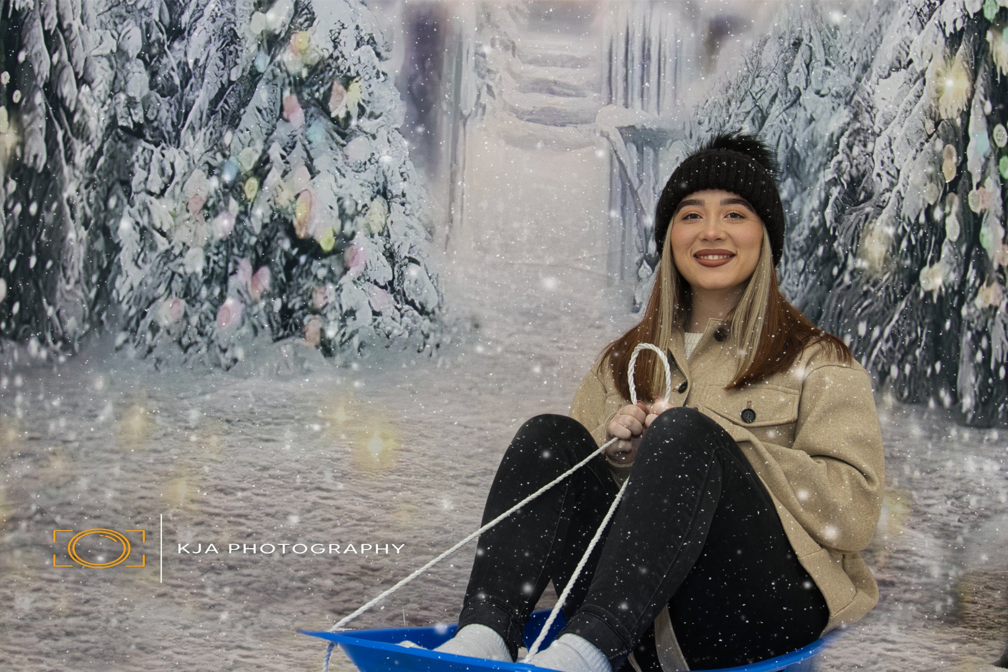 Winter Snow Christmas Tree Bokeh Photo Studio Backdrop G-1194