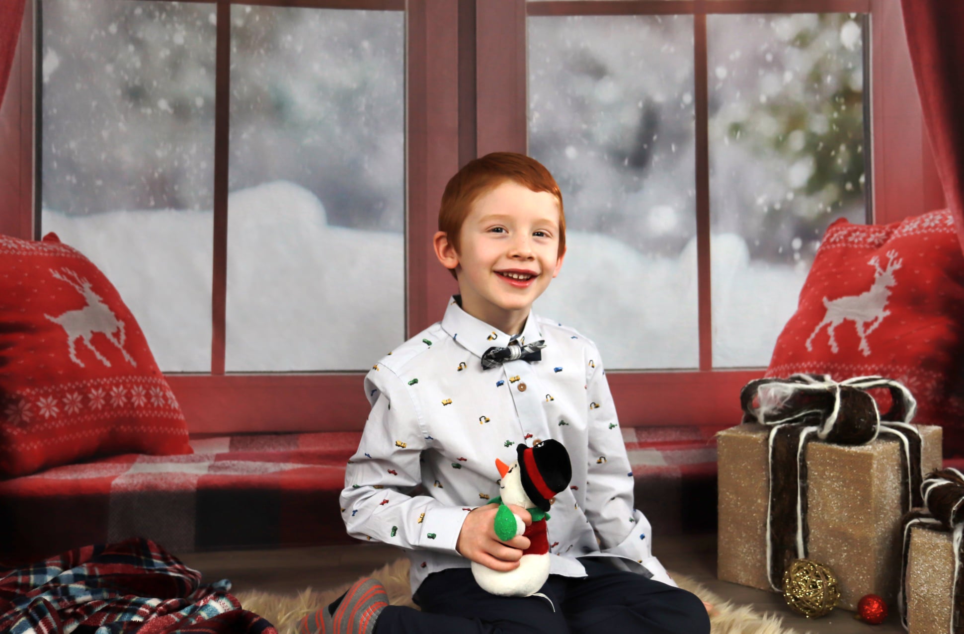 Christmas Snow And Sunshine Outside Window backdrop UK for Photography DBD-H19155