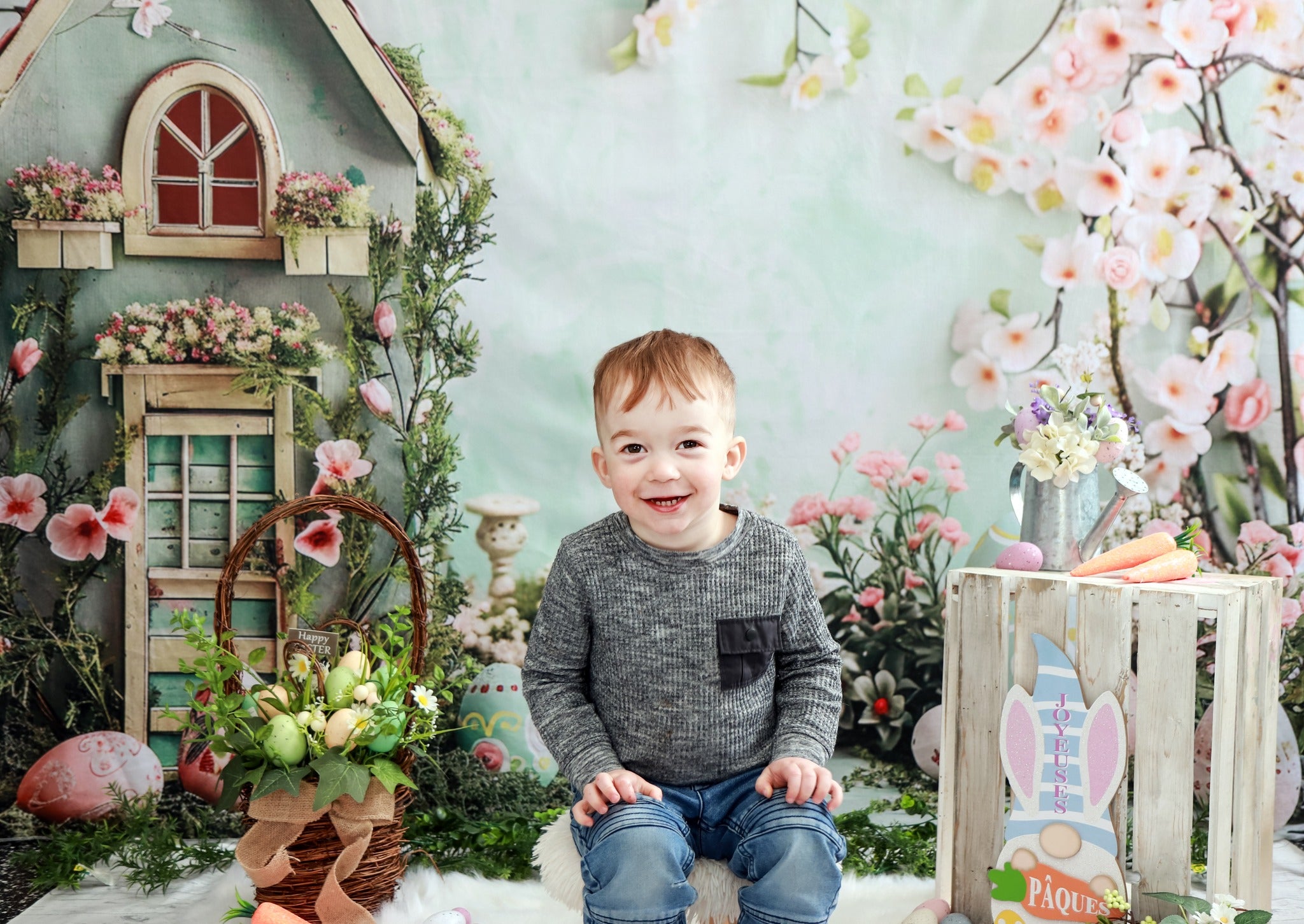 Easter Backdrops Photography Floral Cottage Egg Display Backdrop UK BRP12-401