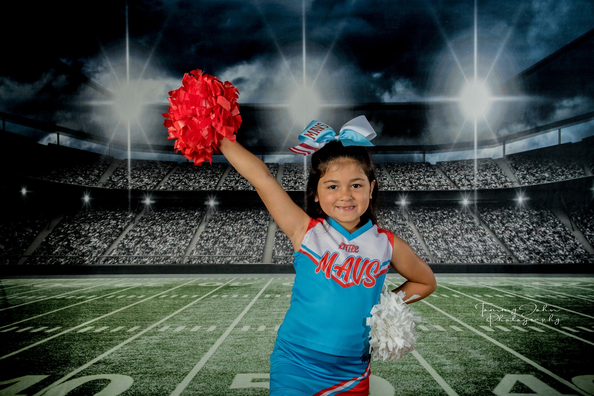 Football Field Backdrop UK Stadium Lights Green Lawn Background G-305