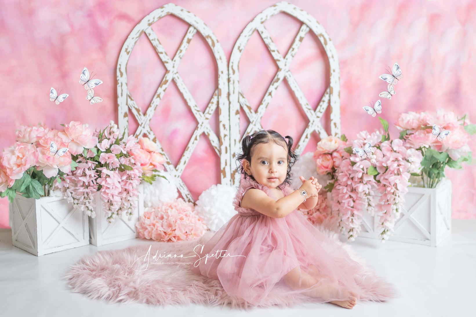 Newborn Backdrop Pink Floral Arch Flowers Children Backdrops UK MRR10-40