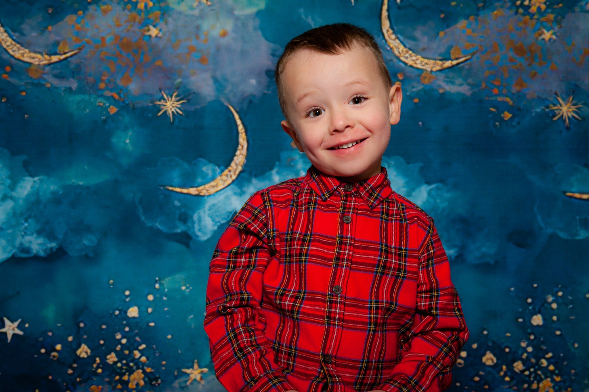 Beautiful Blue Sky Stars and Moon backdrop UK for Photography NB-347