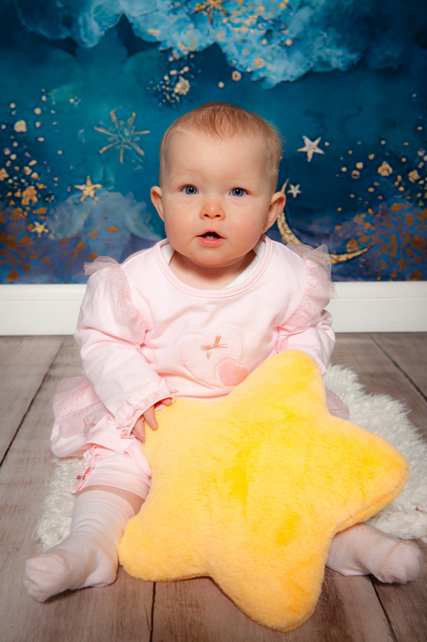 Beautiful Blue Sky Stars and Moon backdrop UK for Photography NB-347