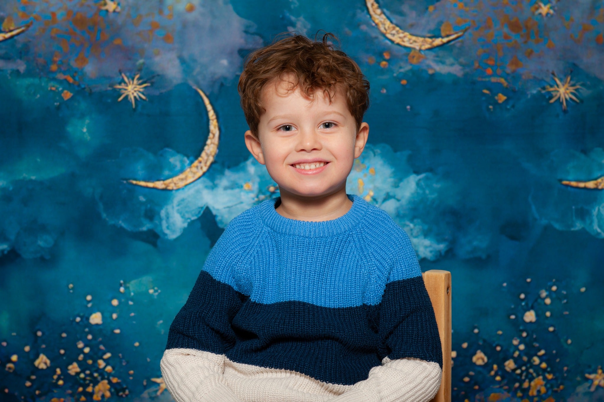 Beautiful Blue Sky Stars and Moon backdrop UK for Photography NB-347