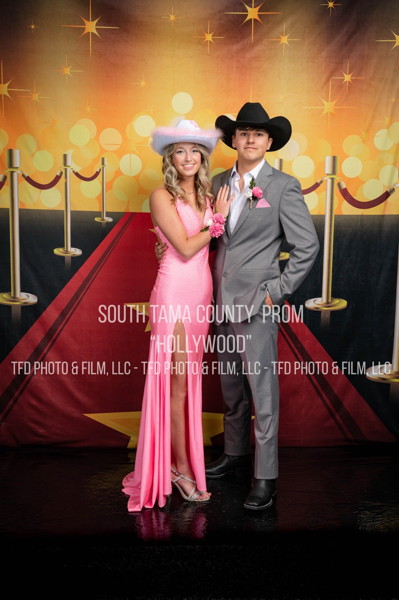 Hollywood Red Carpet Gold Lights Backdrop UK for Photography LV-287