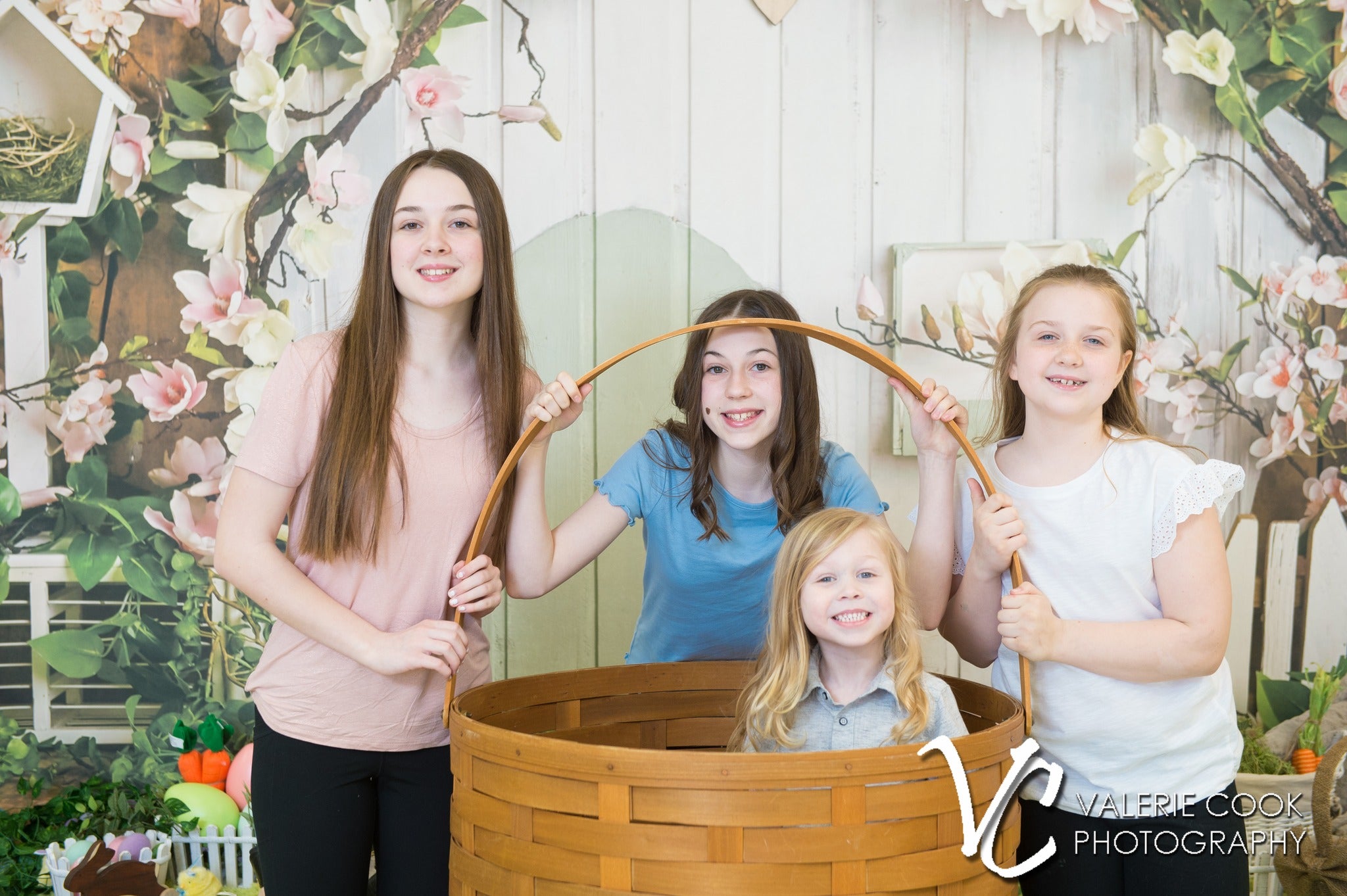 Pink Flowers Rustic House Spring Backdrop UK D1055