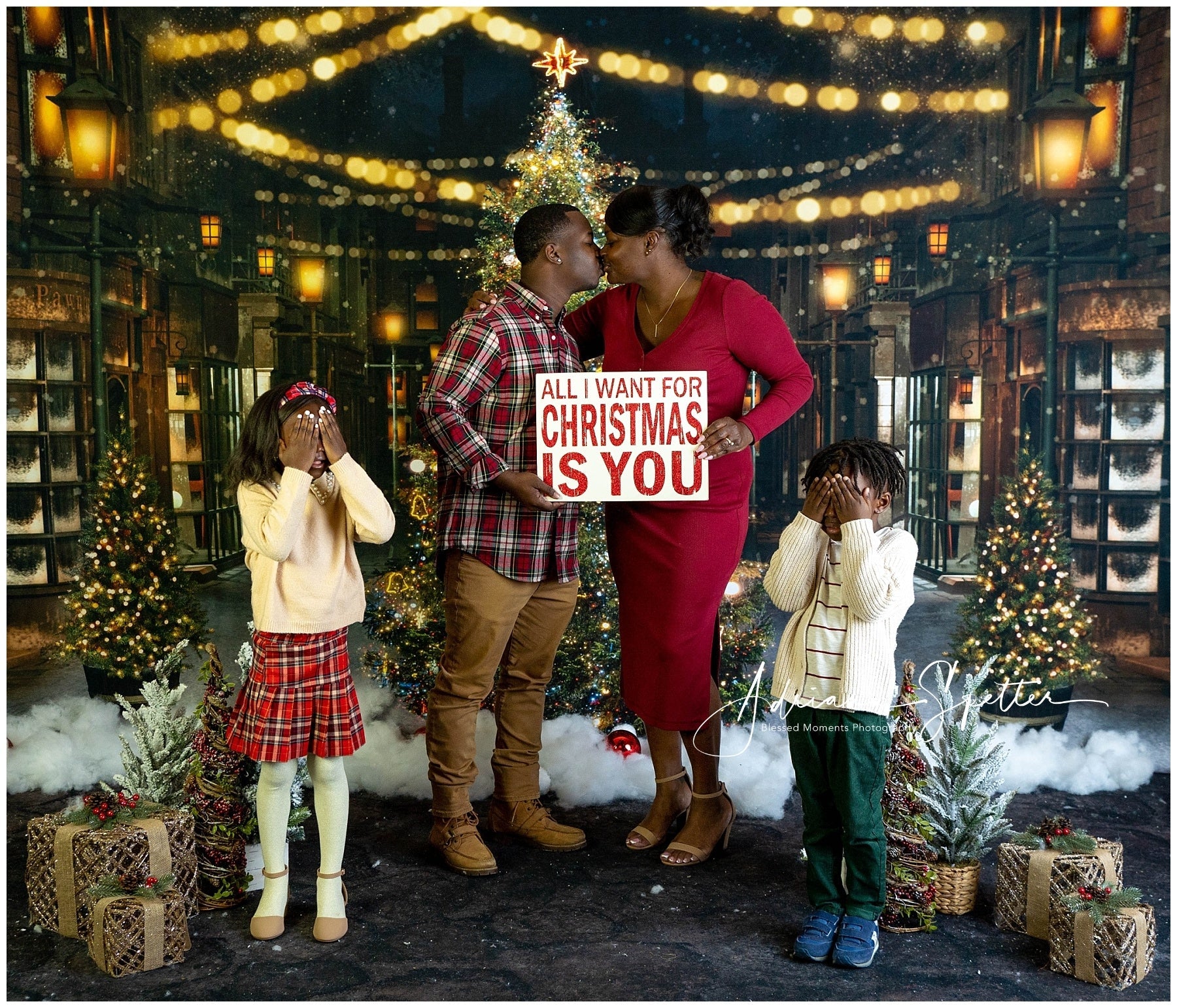 Christmas Tree Backdrop Festive Night Street Christmas Backdrop UK MRR10-42