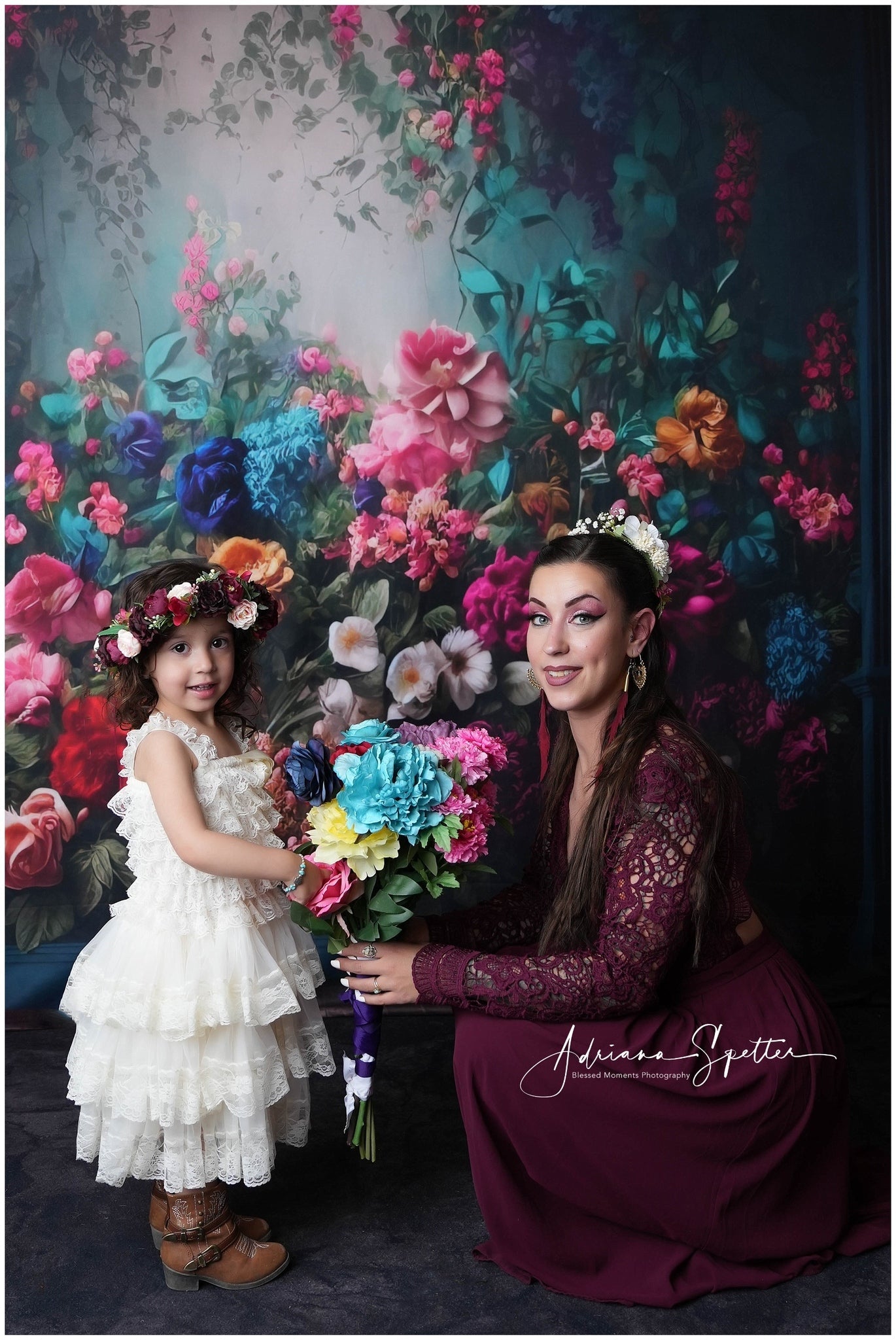 Vintage Flower Backdrop Romantic Garden Blooming Floral Vintage Backdrop UK MRR9-105