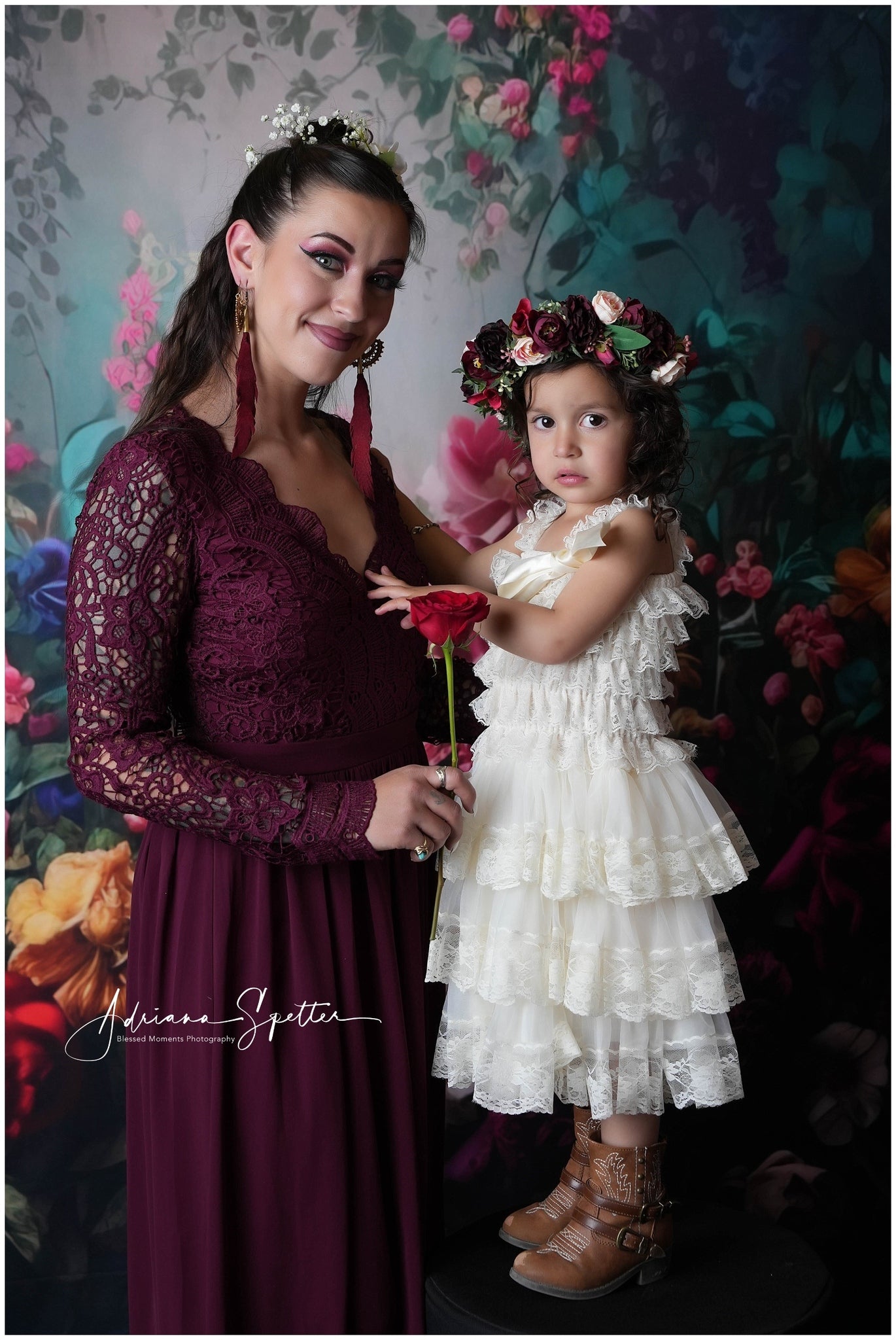 Vintage Flower Backdrop Romantic Garden Blooming Floral Vintage Backdrop UK MRR9-105