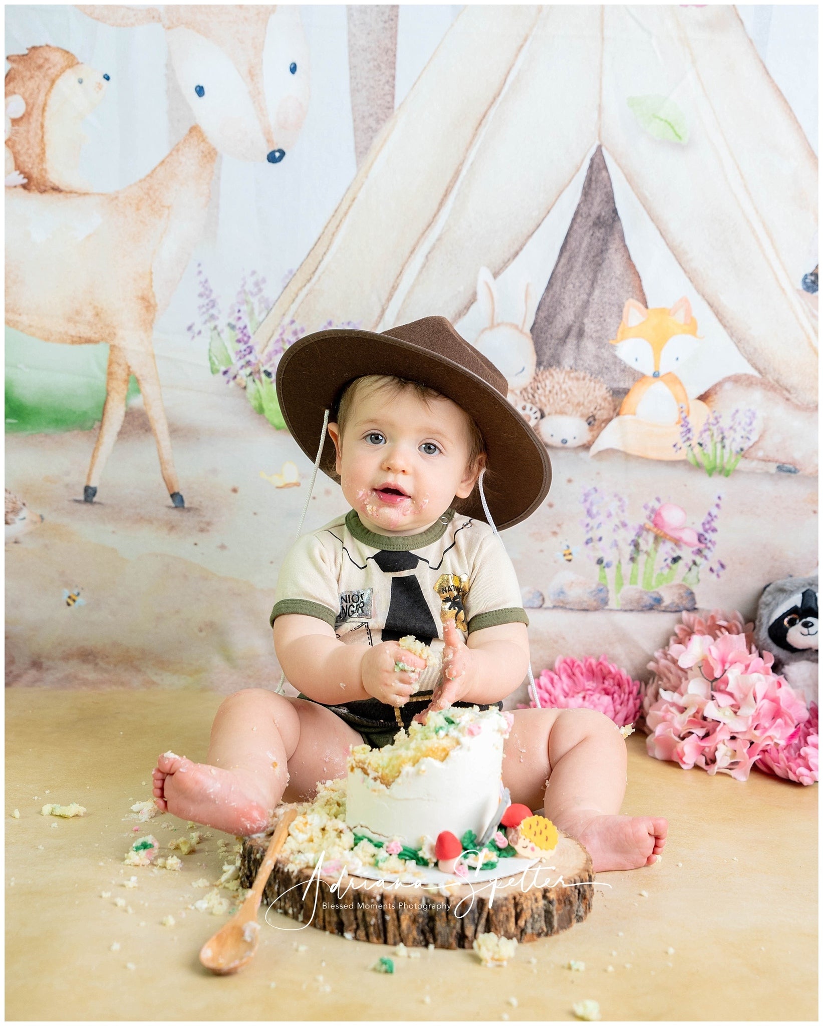 Forest Backdrop Animals Tent Trees Newborn Photography Backdrop UK MRR10-29