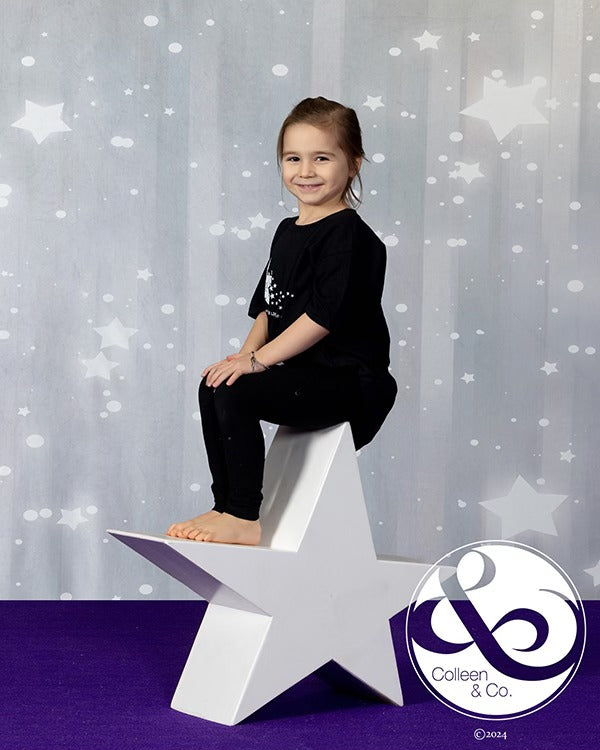 Shiny Grey Stars Glitter Photo Studio backdrop uk GC-105
