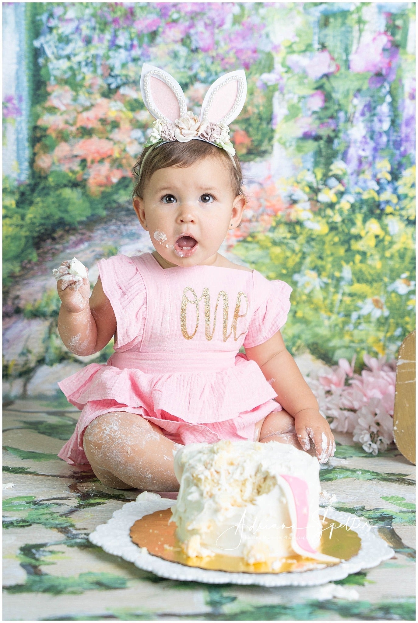 Newborn Backdrop Floral Garden White Fence Kids Photo Backdrop UK MRR10-20