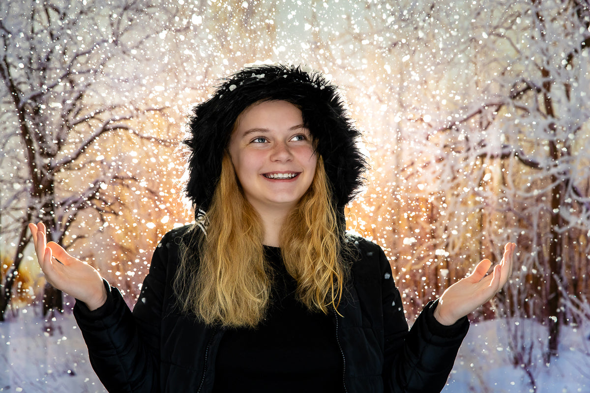 Snowy Winter Forest Sunshine Landscape Photography Backdrop MA-9