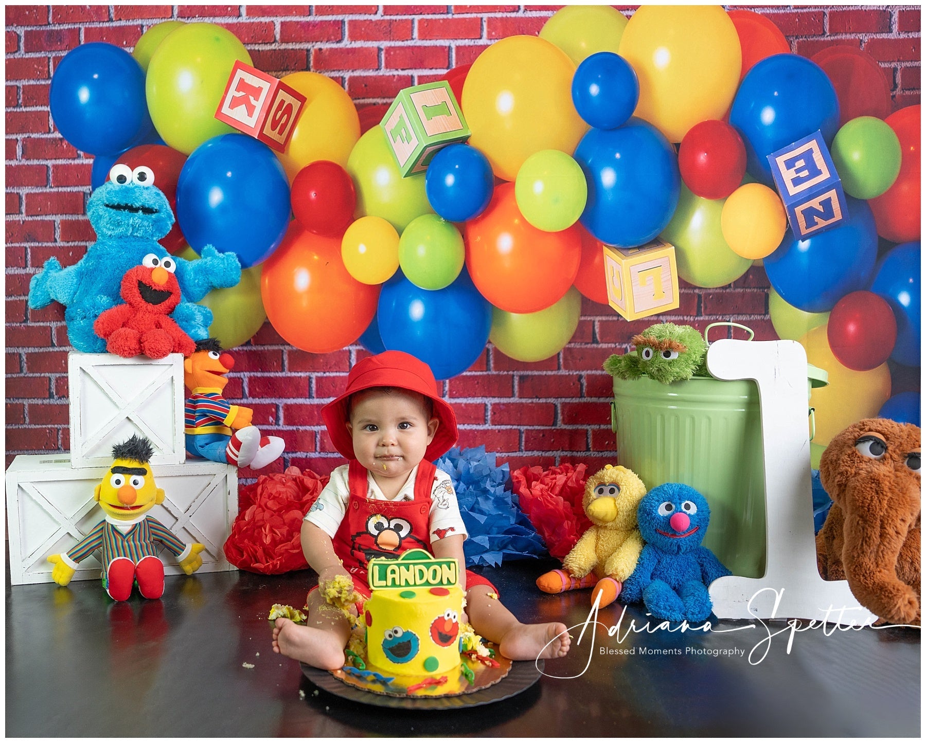 Birthday Photo Backdrop Colorful Balloons Blocks Cake Smash Backdrop UK MRR10-26