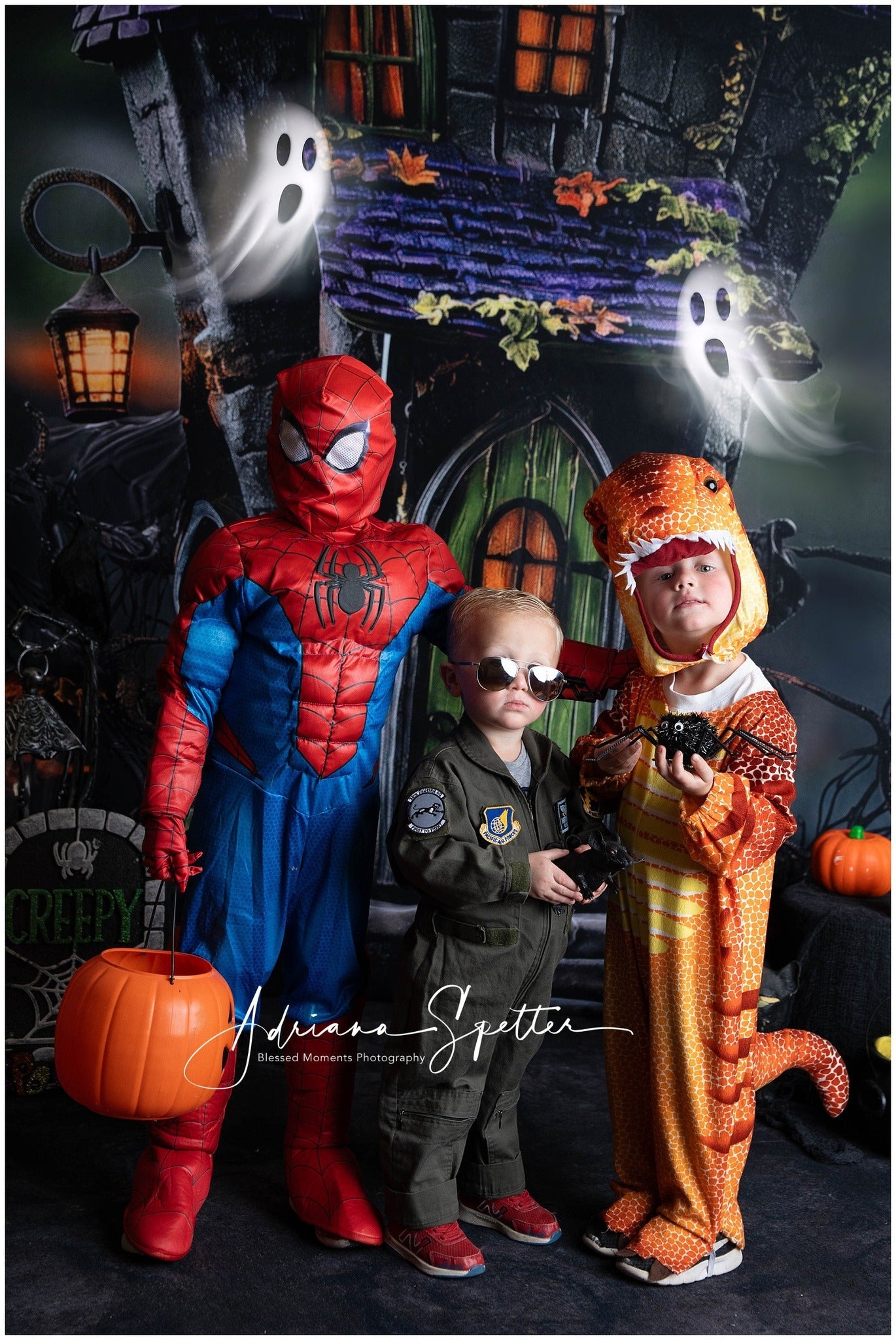 Spooky Halloween Backdrop Haunted House Green Door Lights Halloween Backdrop UK MRR9-131