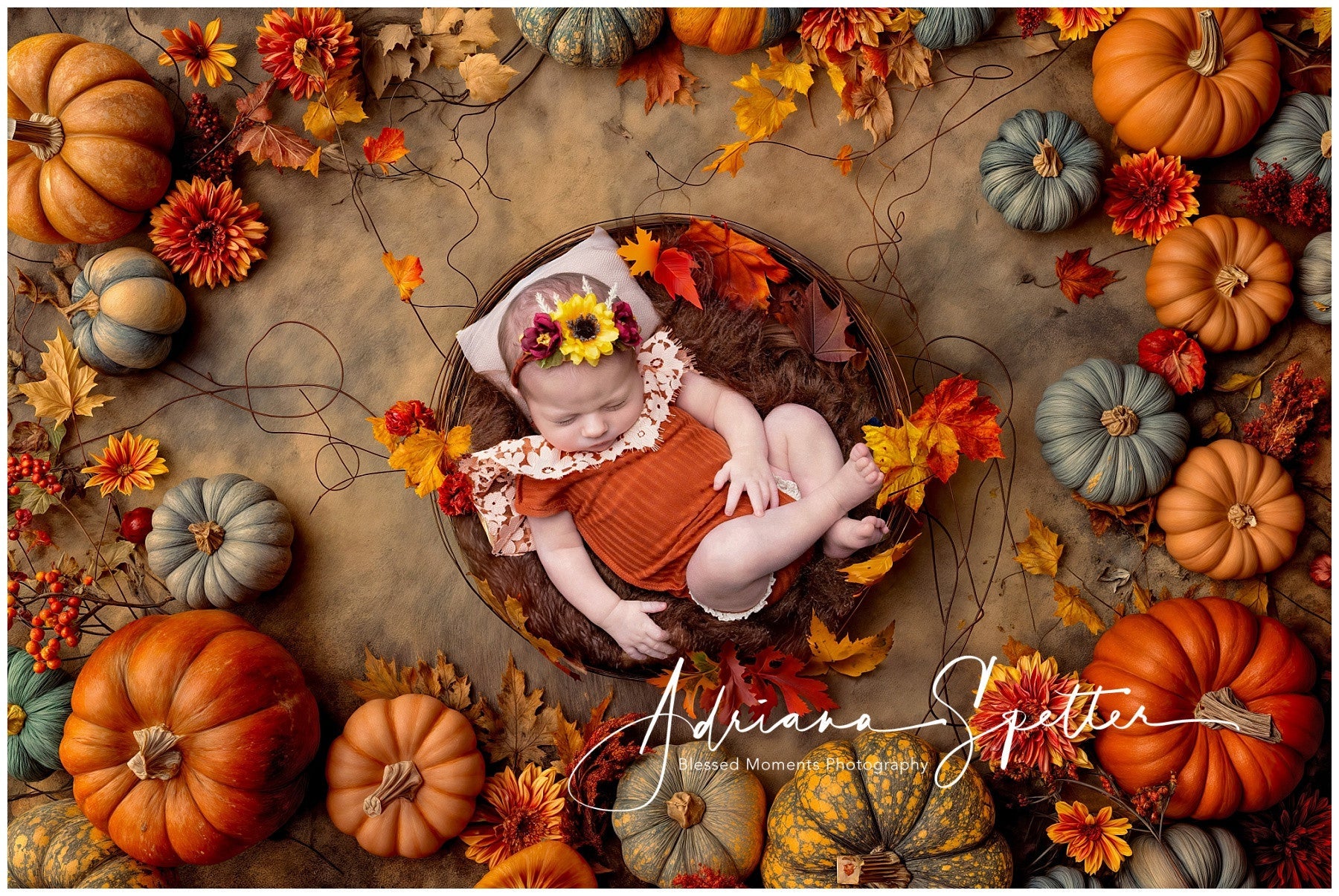 Autumn Photo Backdrop Pumpkin Harvest Autumn Arrangement Fall Backdrop UK MRR9-132