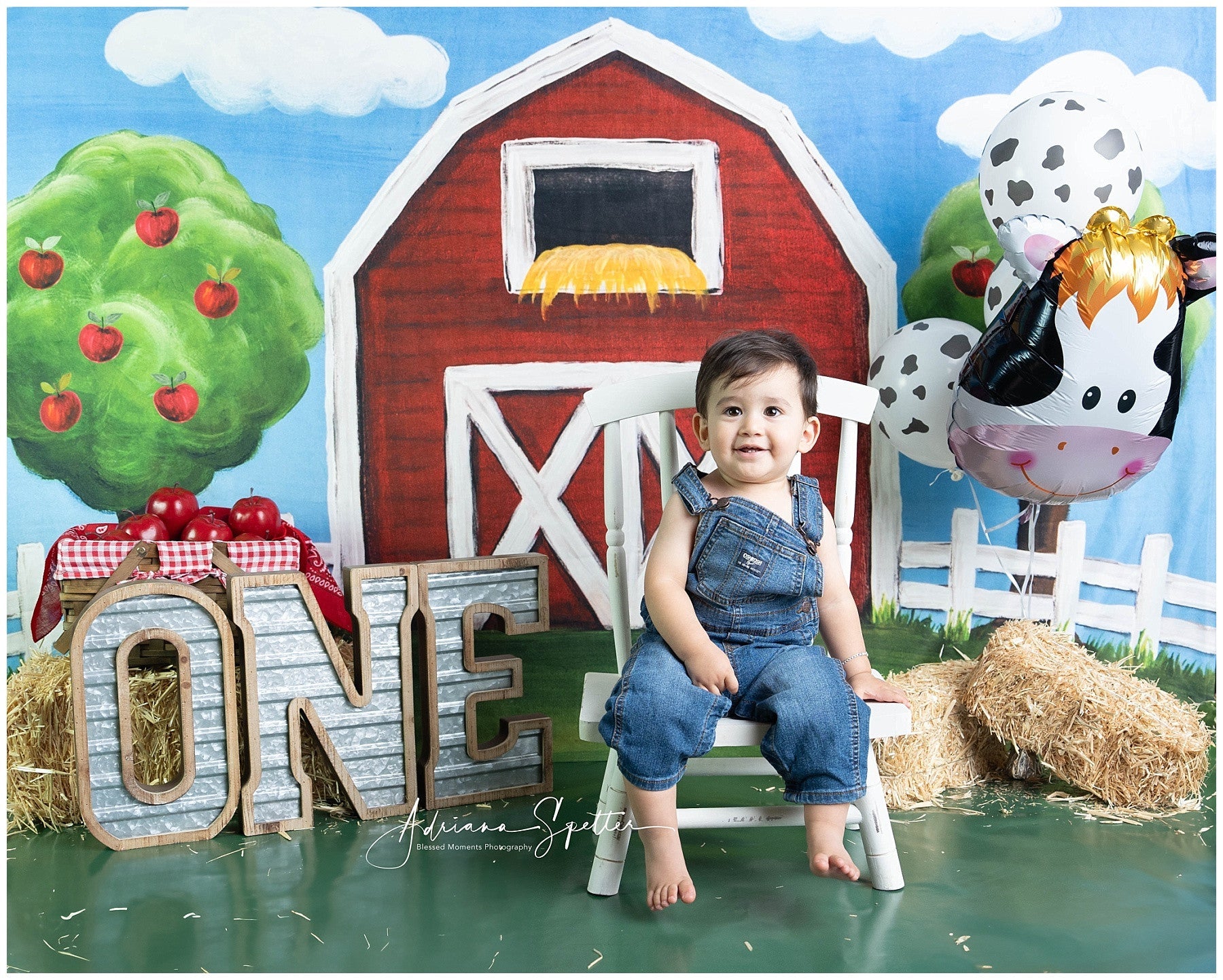Cake Smash Backdrops Red Barn Apple Trees Birthday Photo Backdrop UK MRR10-17