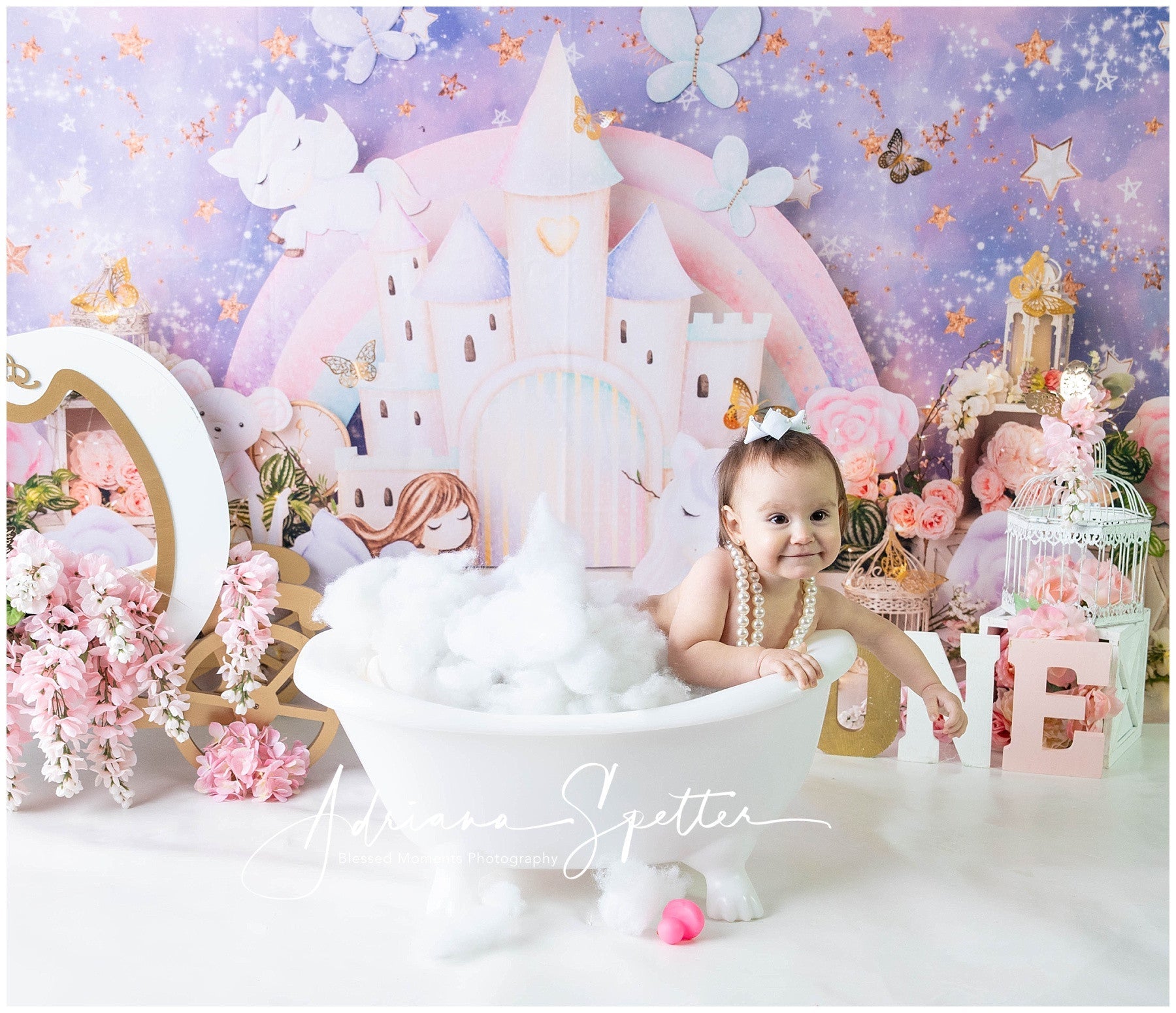 Princess Castle Backdrop Dreamy Pastel Fairy Castle Children Backdrops UK MRR9-126