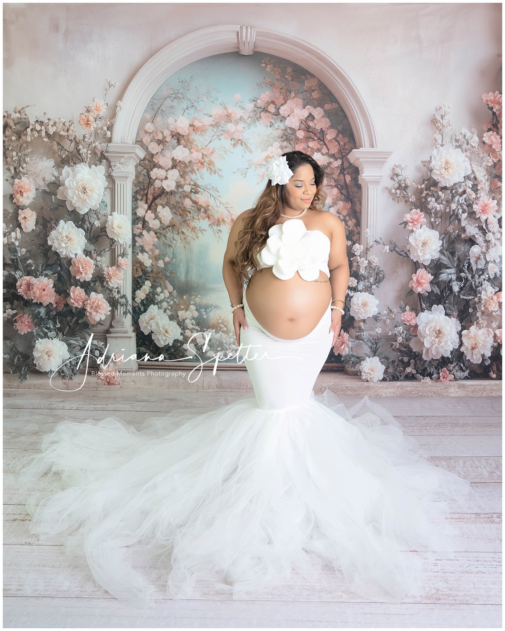 Vintage Wall Backdrop Pastel Floral Archway Lake Antique Backdrop UK MRR9-107