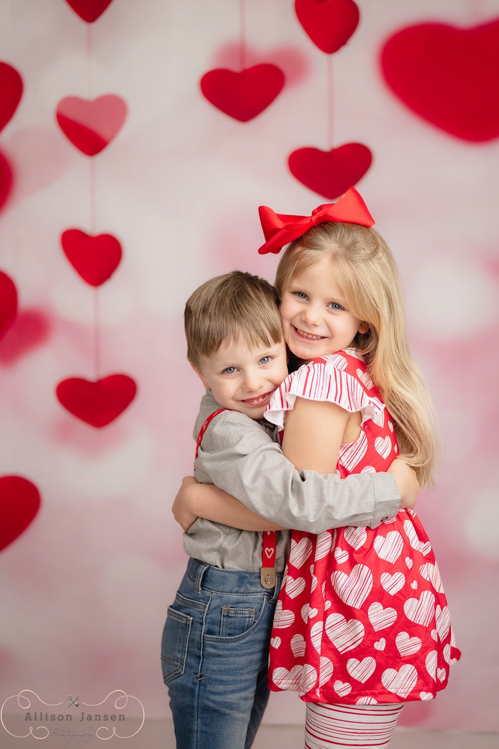 Valentine Backdrop Floating Red Hearts Bokeh Strings Valentine's Day Backdrop UK MRR9-96