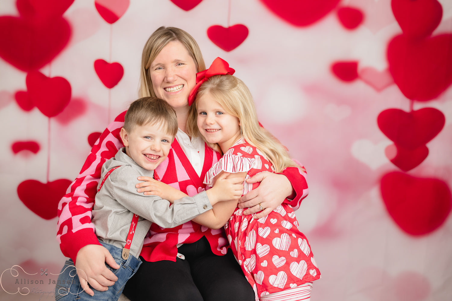 Valentine Backdrop Floating Red Hearts Bokeh Strings Valentine's Day Backdrop UK MRR9-96